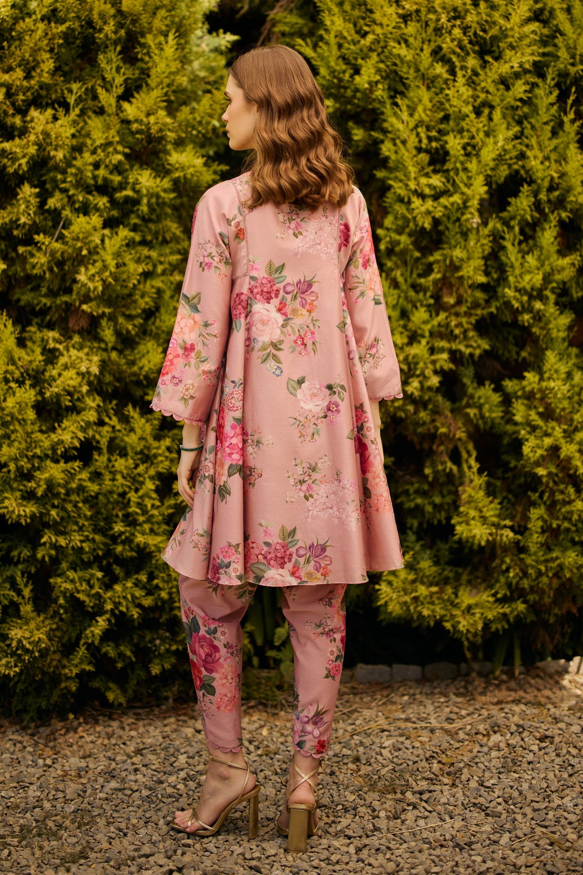 Dusky Pink Floral Print Kurta