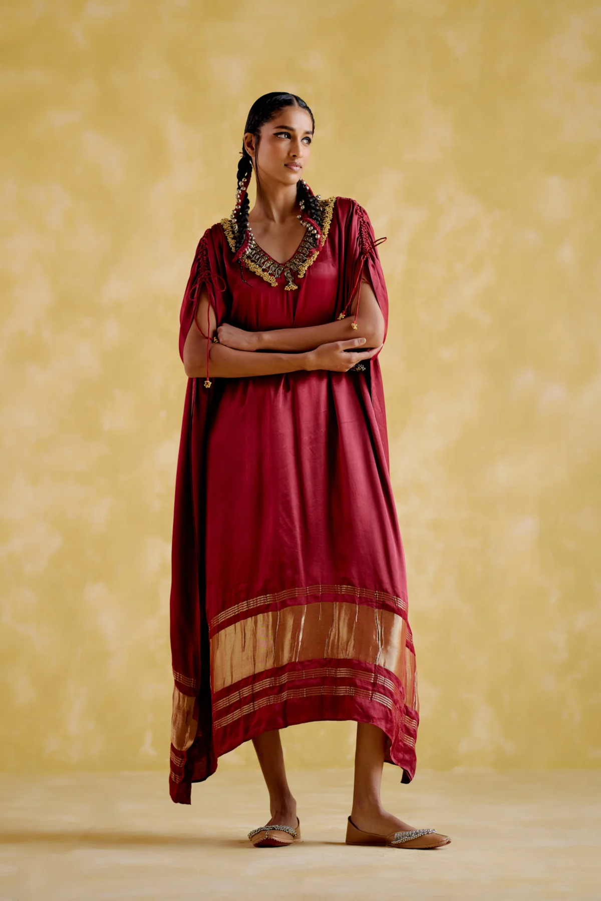 Amor Maroon Kaftan Dress