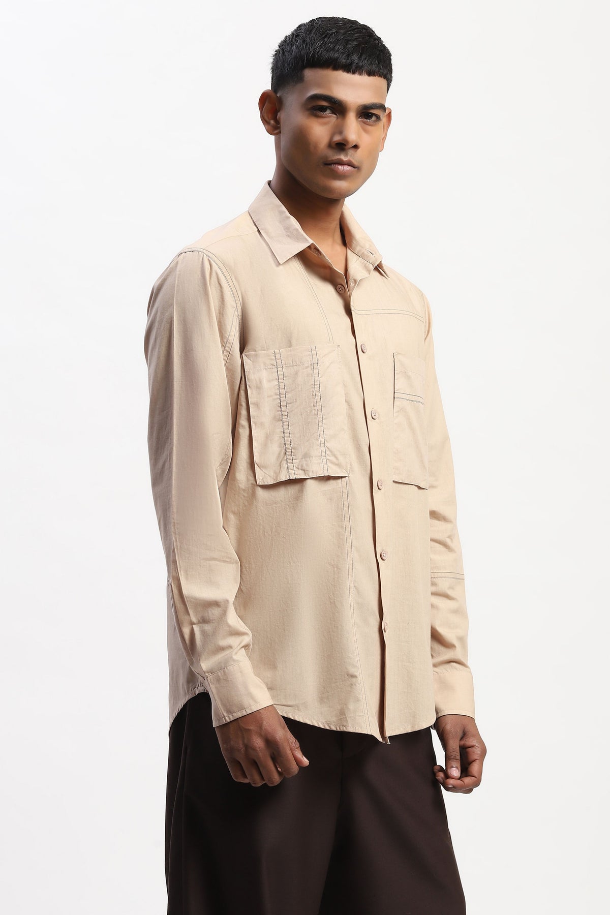 Khaki Tonal Patchwork Shirt