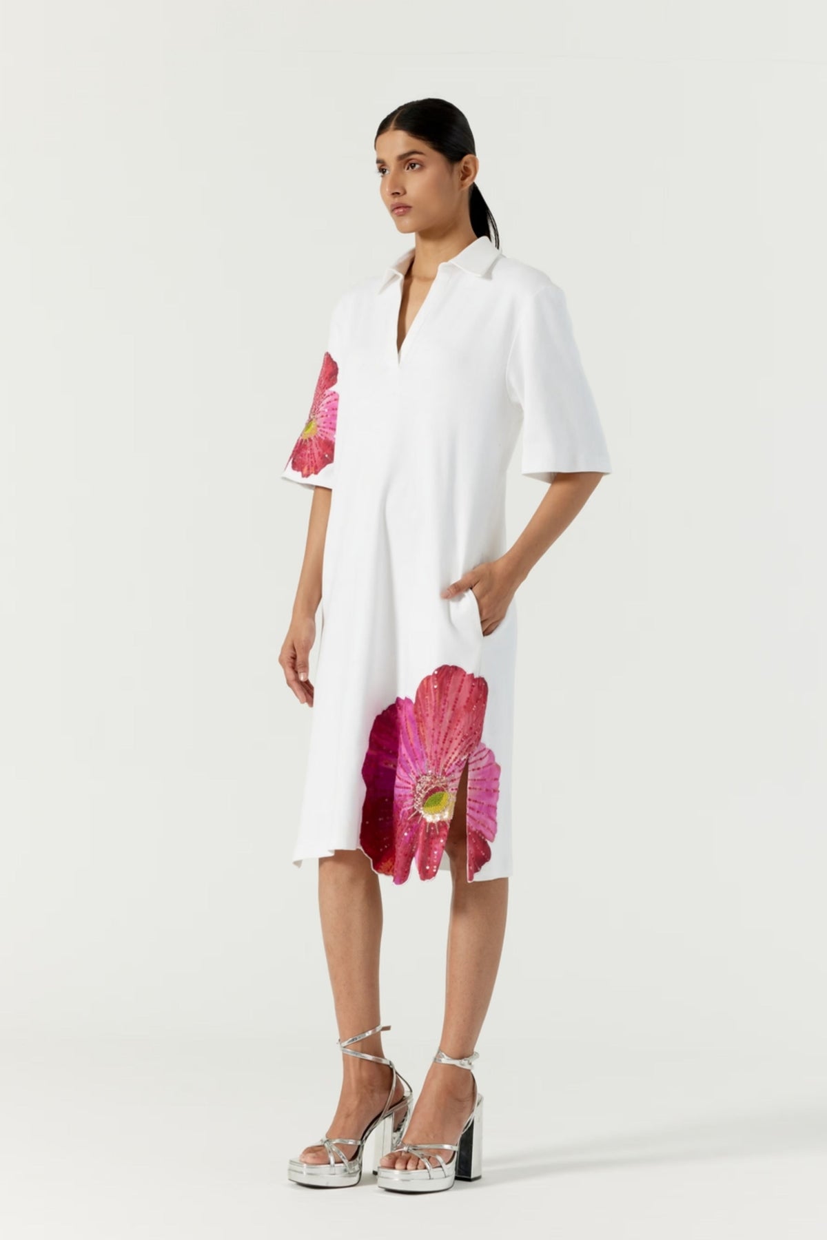 Pansy White Polo Dress