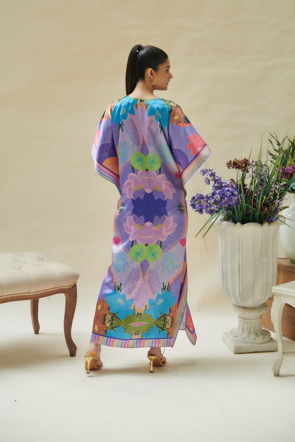 Purple Printed Long Kaftan