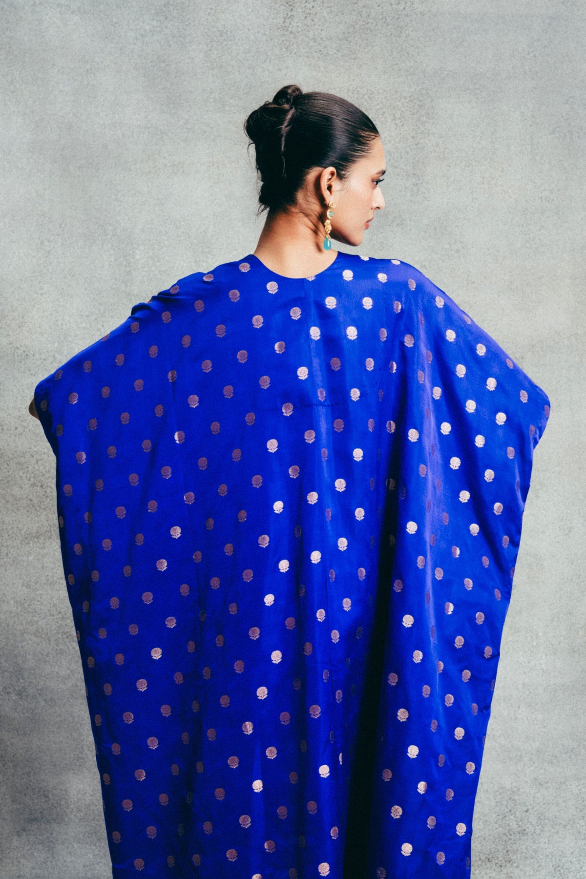 Handwoven Electric Blue Banarasi Kaftan