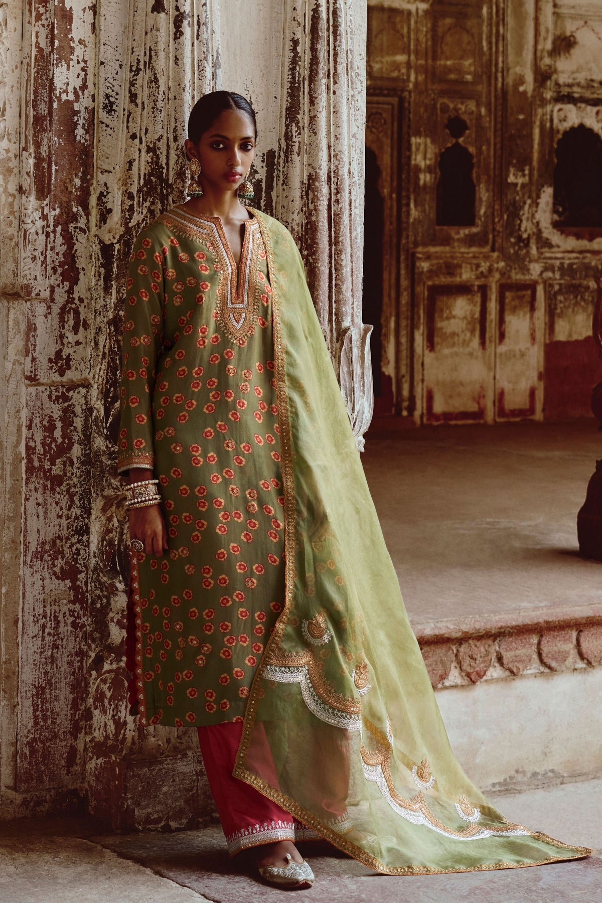 Leher Green Kurta Set