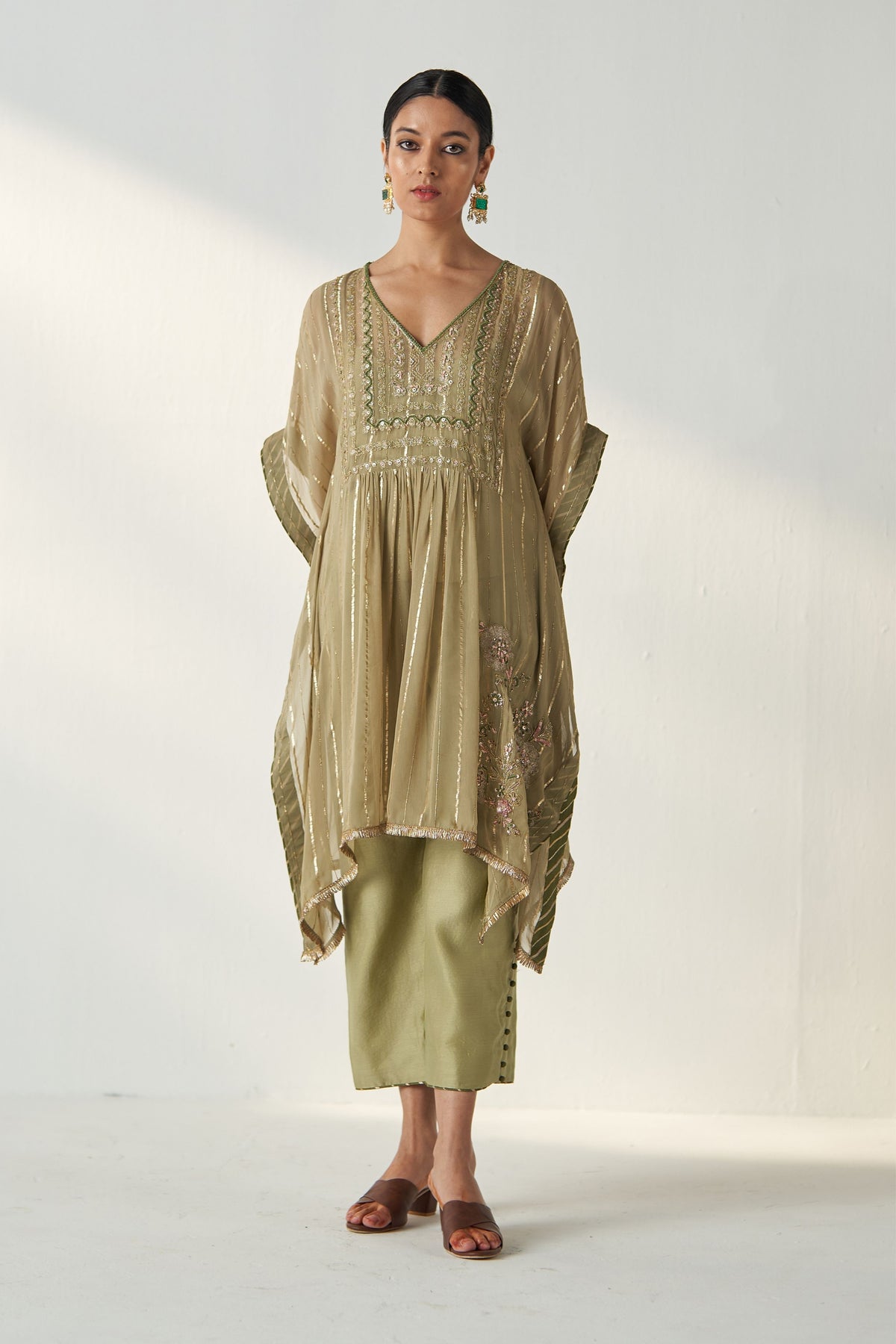 Rabhya Green Kaftan Pant Set