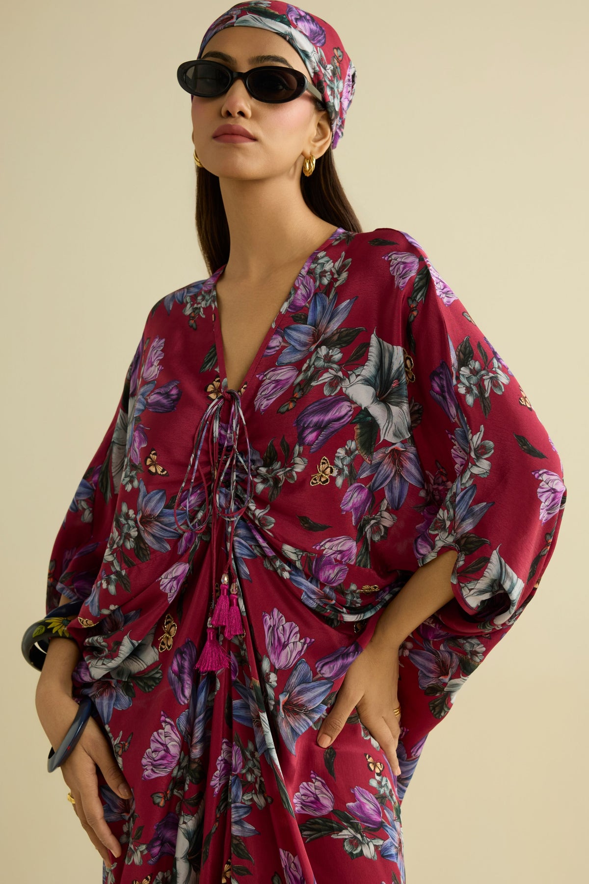 Maroon Embroidered Kaftan