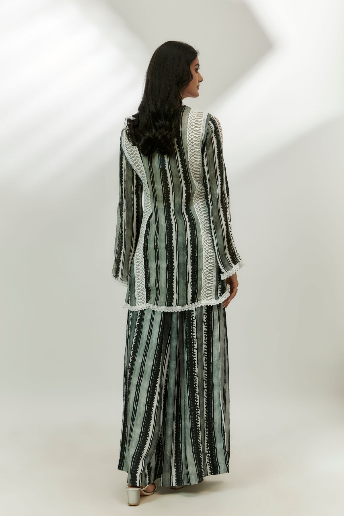 Black Printed Kurta and Pallazzo Set