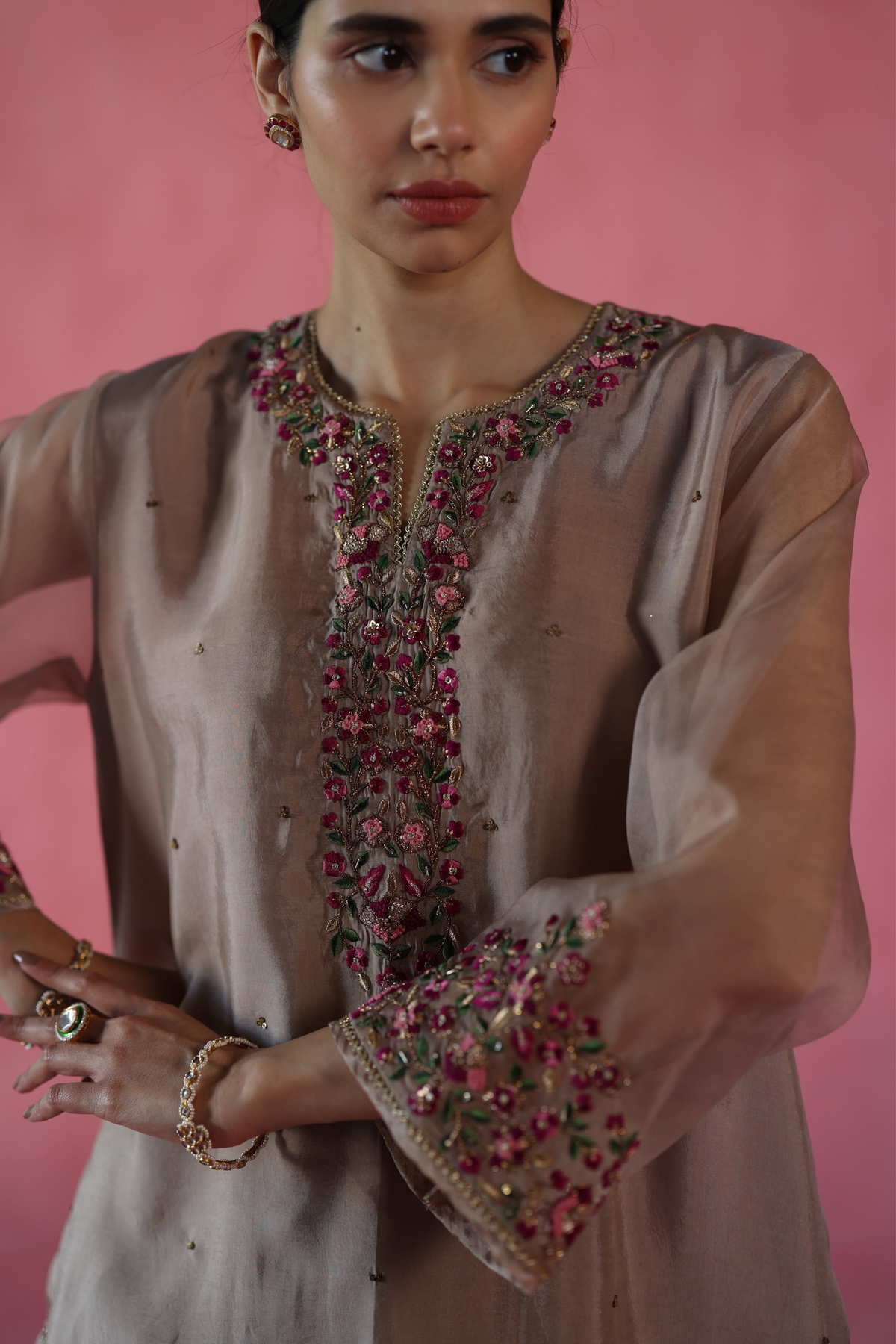 Beige Kewra Kurta Set