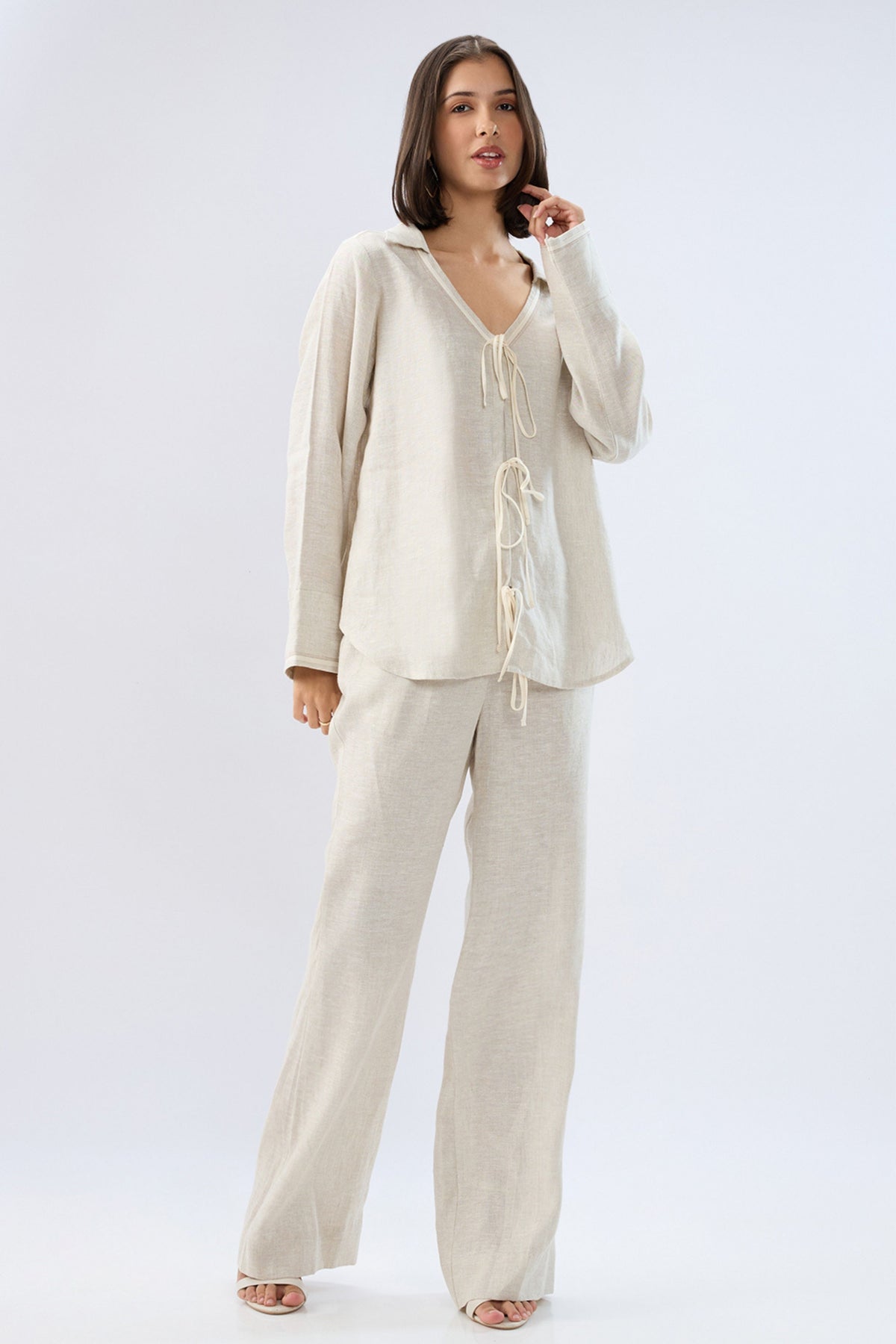 Beige Tie-up Co-ord Set