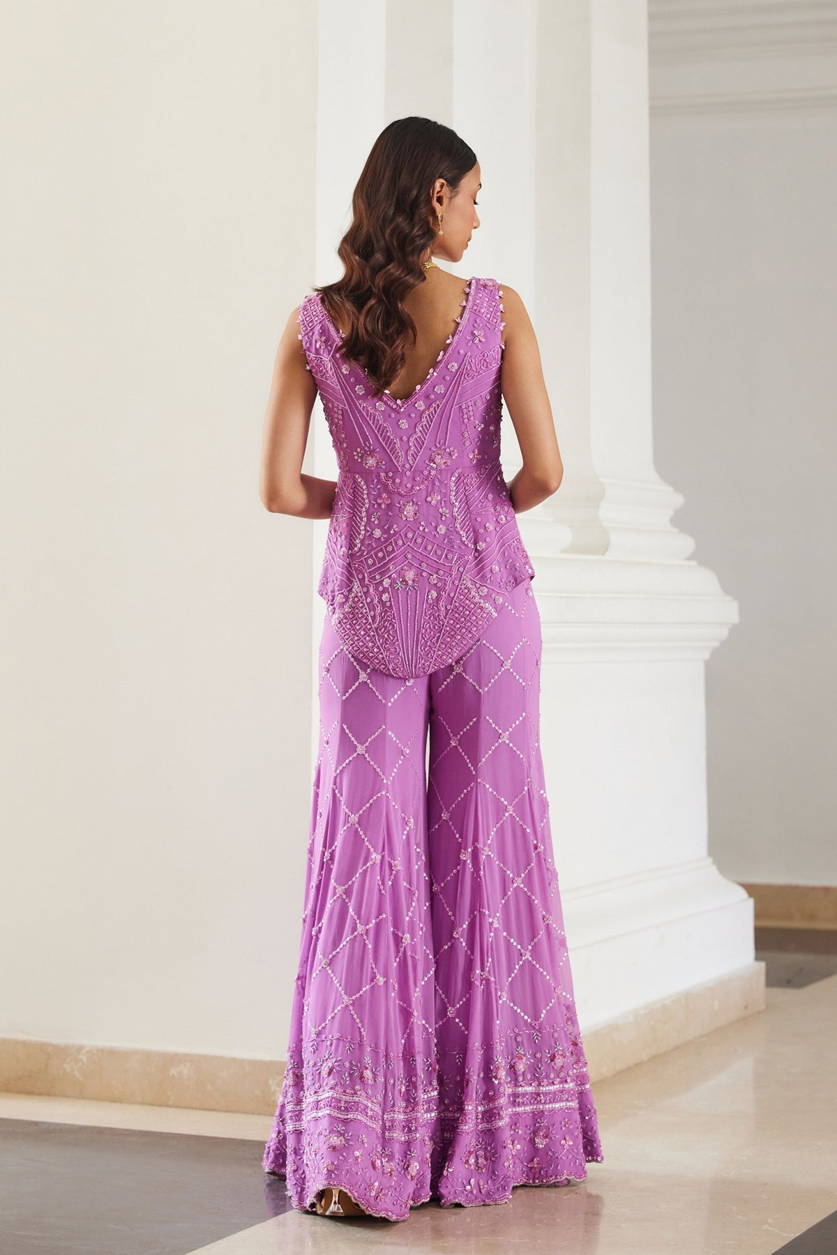 Bubblegum Pink Tonal  Peplum Sharara