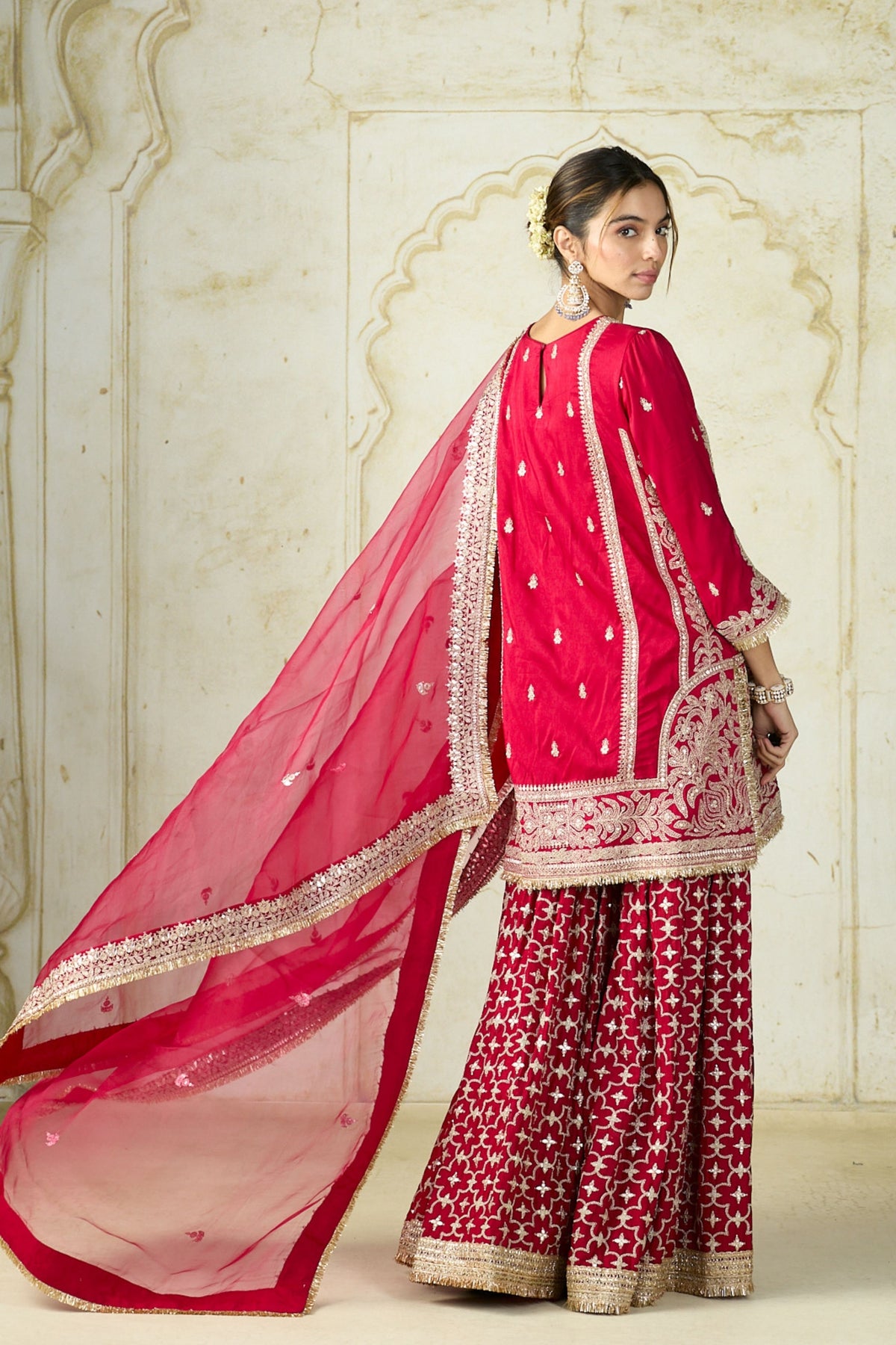 Red Mumtaz Sharara Set