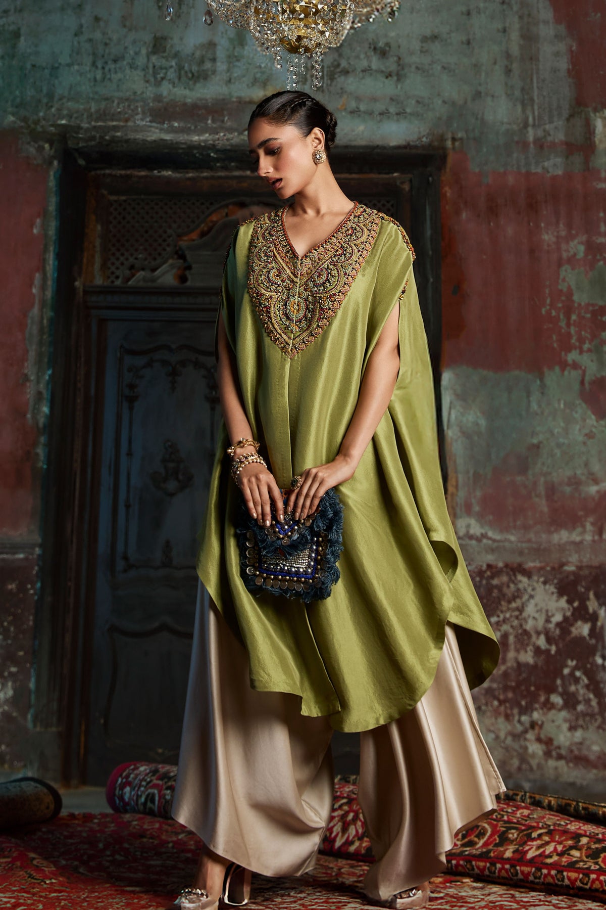 Lime Green Kaftaan Set
