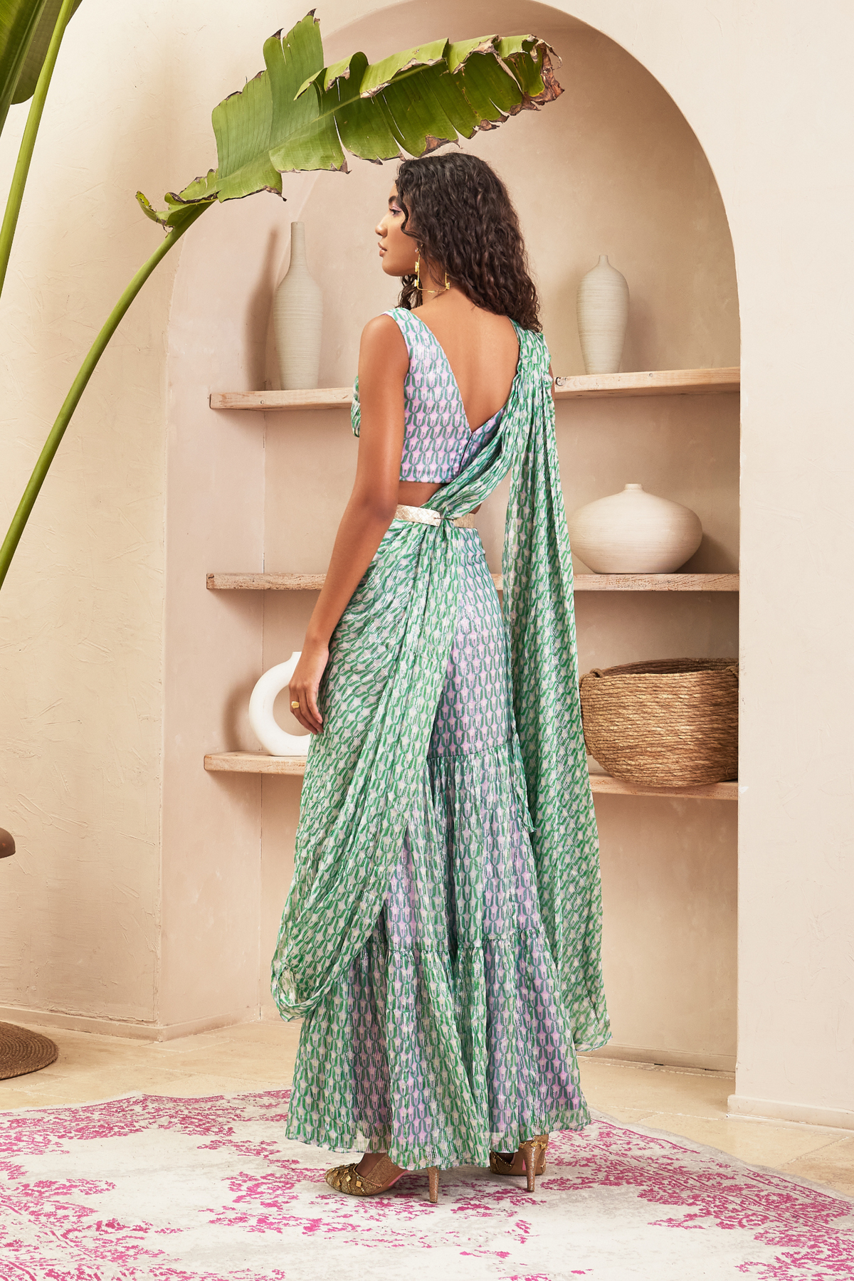 Lilac Sharara Sari Set