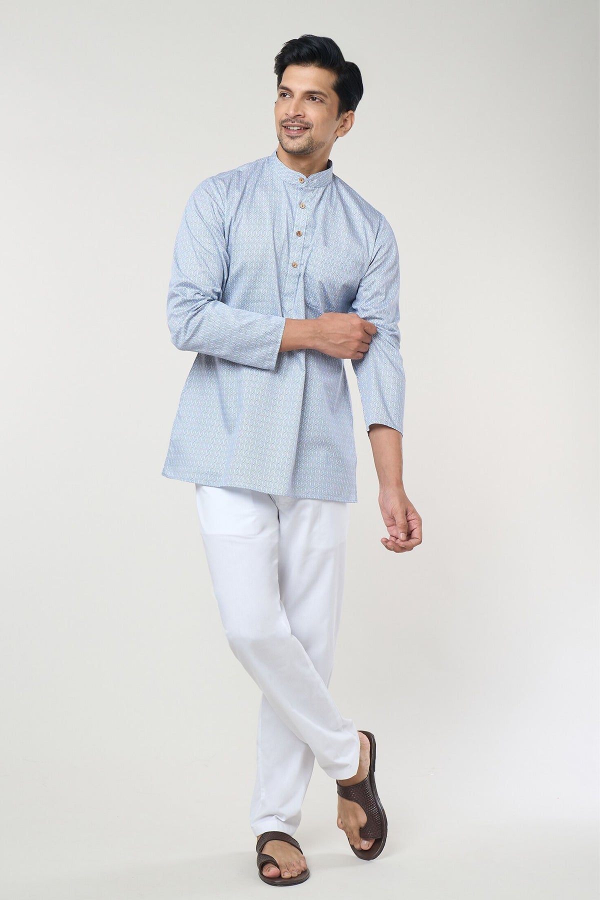 Blue Geometric Printed Shirt Set