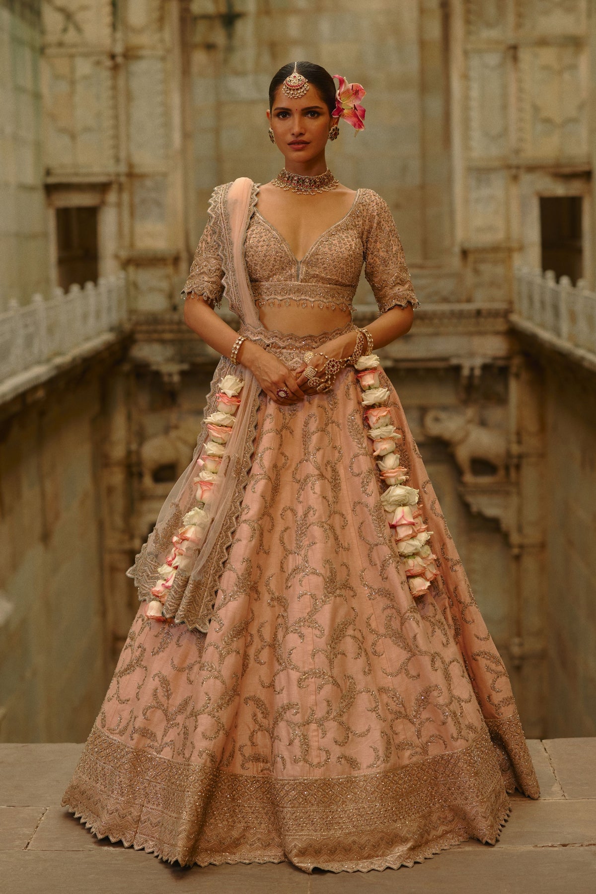 Peach Lehenga Set