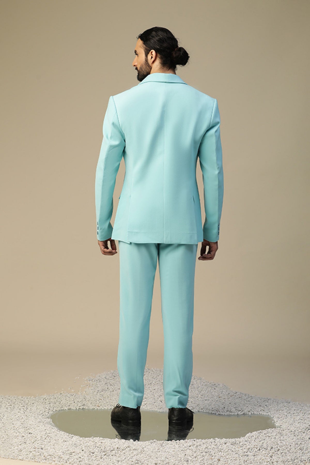 Blue Wide Lapel Elegant Suit