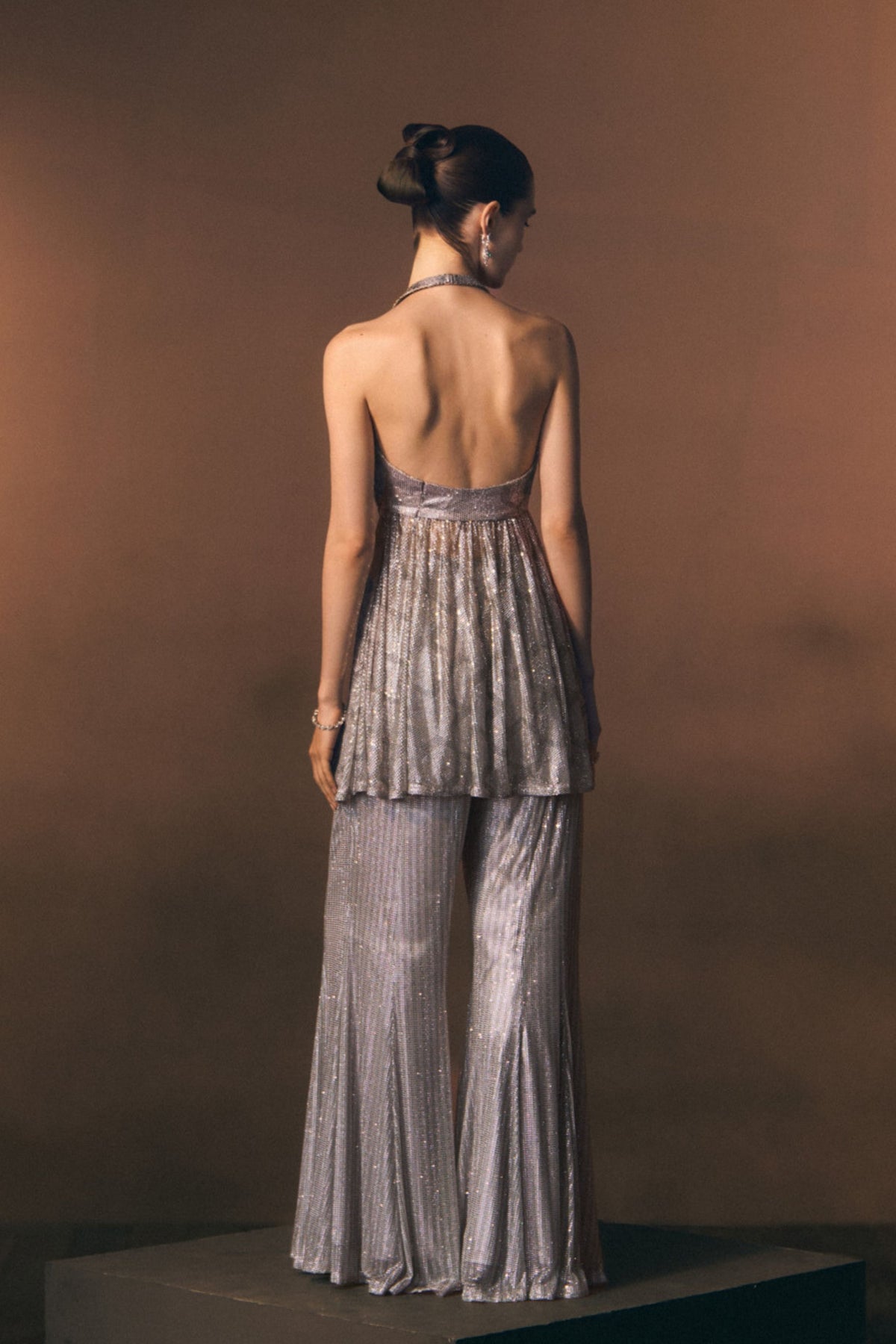 Slate Grey Sharara Pants Set