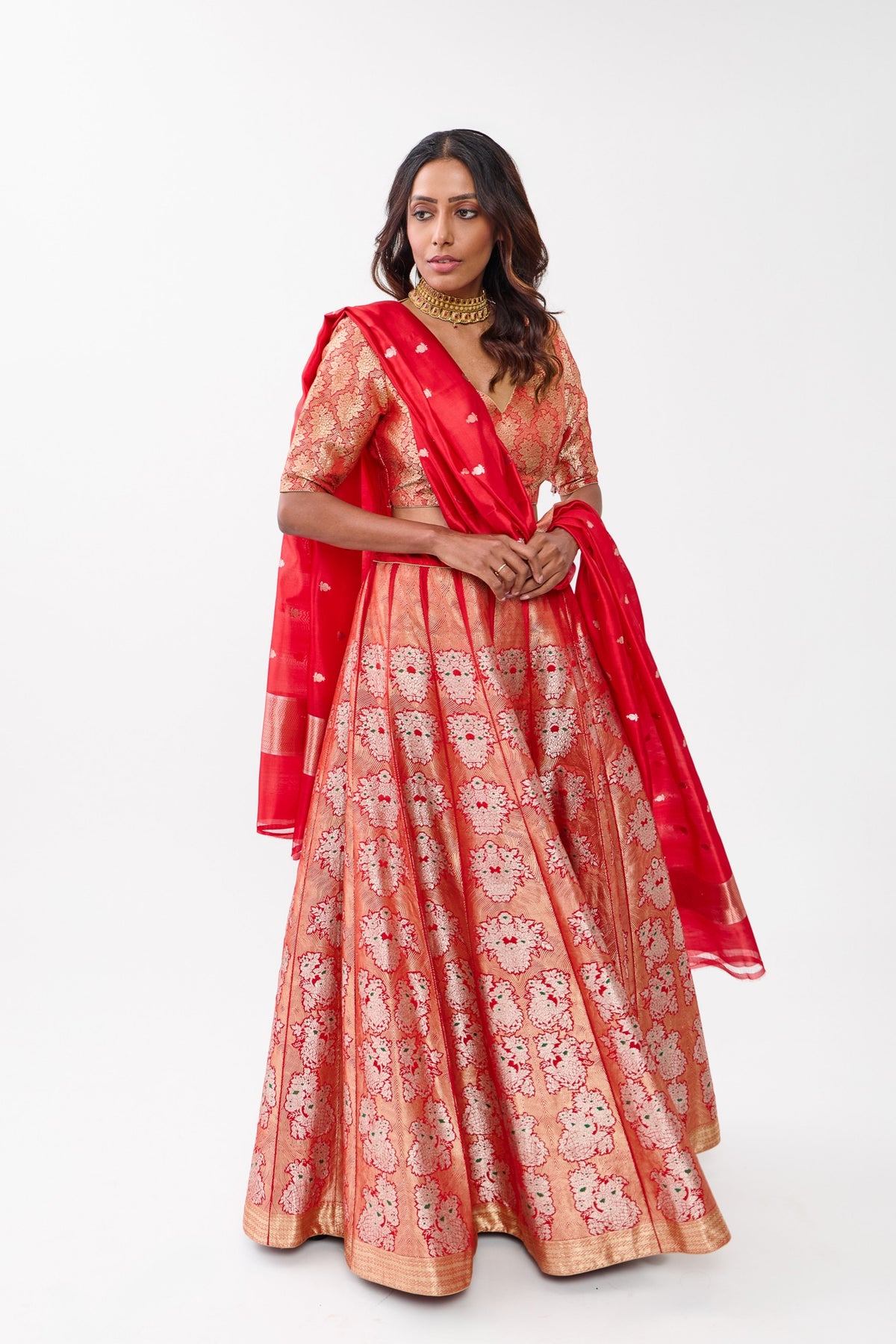 Red Gulhar Lehenga Set