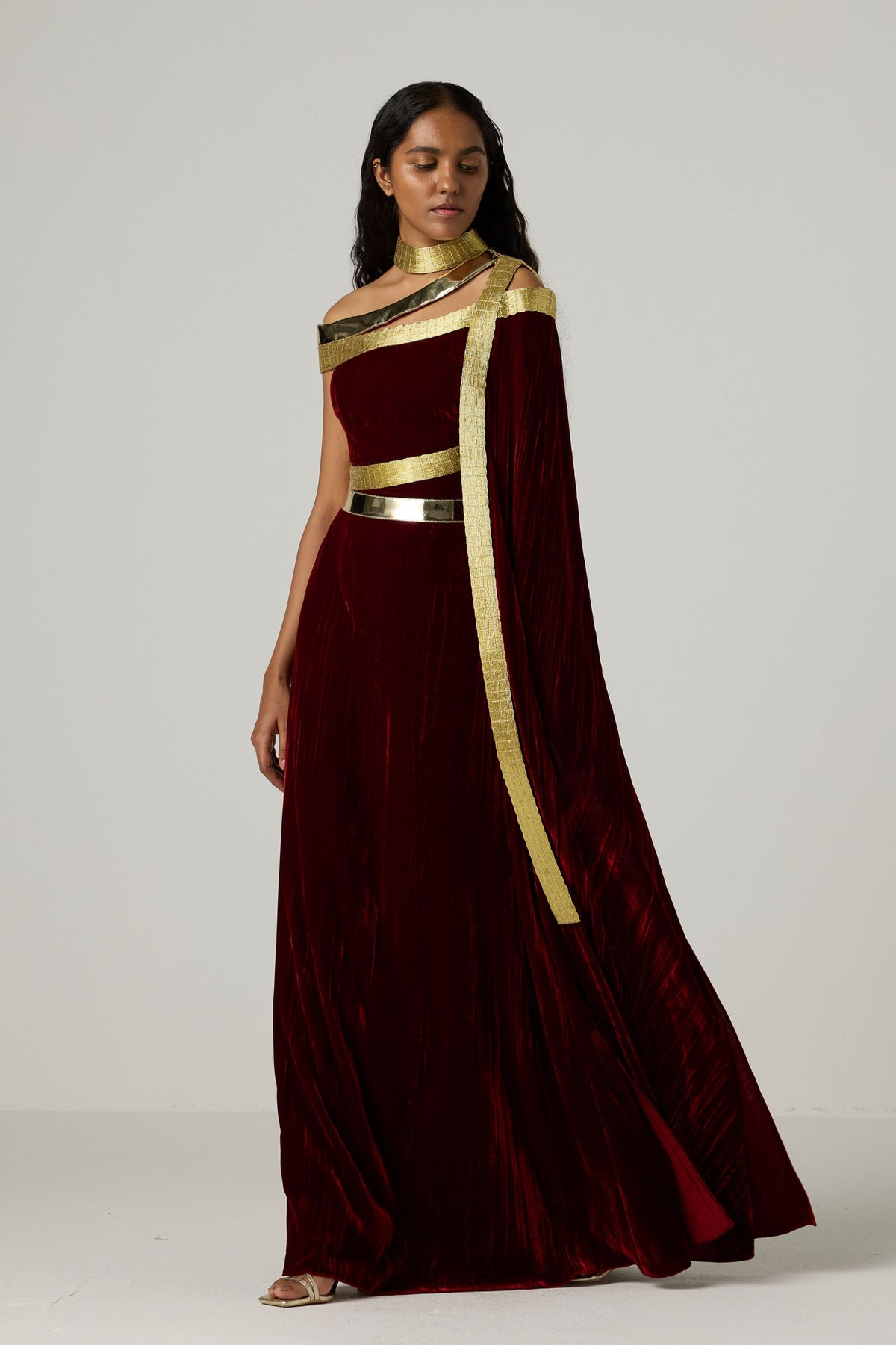 Velvet Metallic Wrap Dress