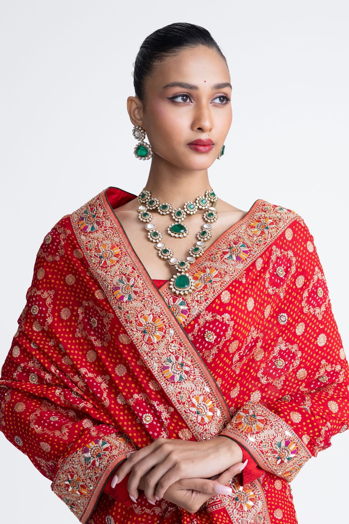 Red Banarasi Bandhani Saree