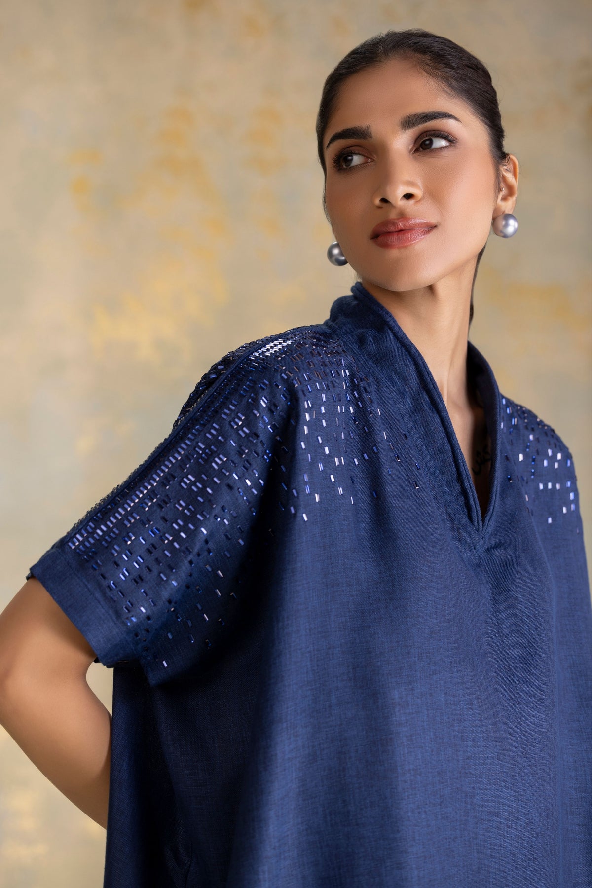 Navy Rain Square Top