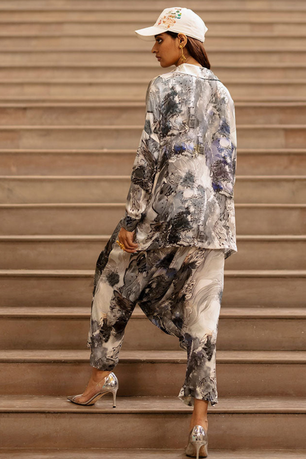 Ink Bleed Printed Shirt With Pants