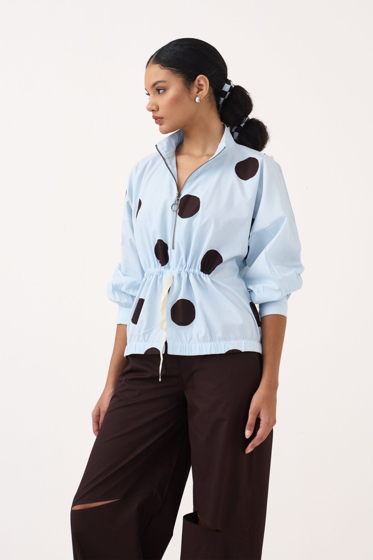 Drawstring Polka Top