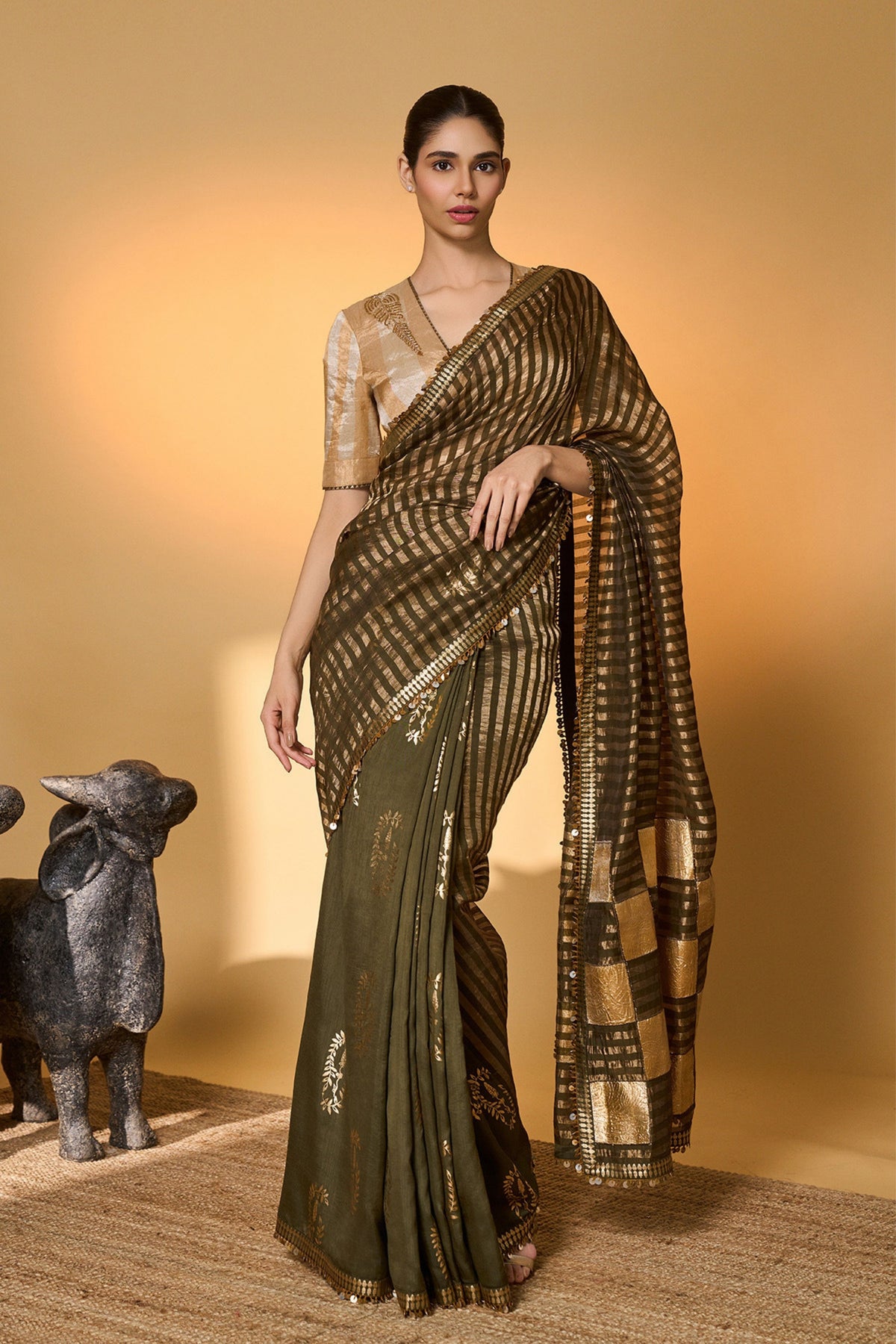 Plum Corncrest Gota Saree