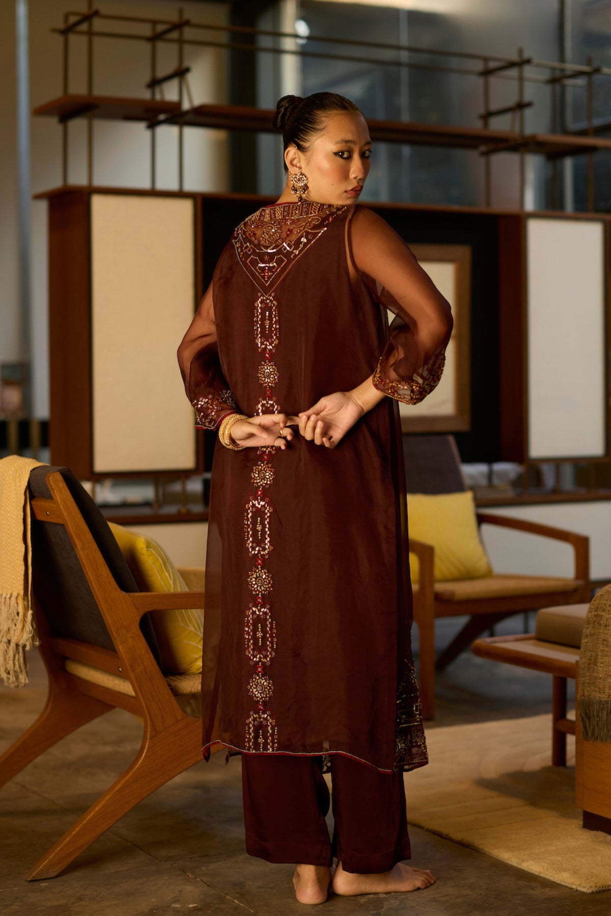 Brown Rawani Kurta Set
