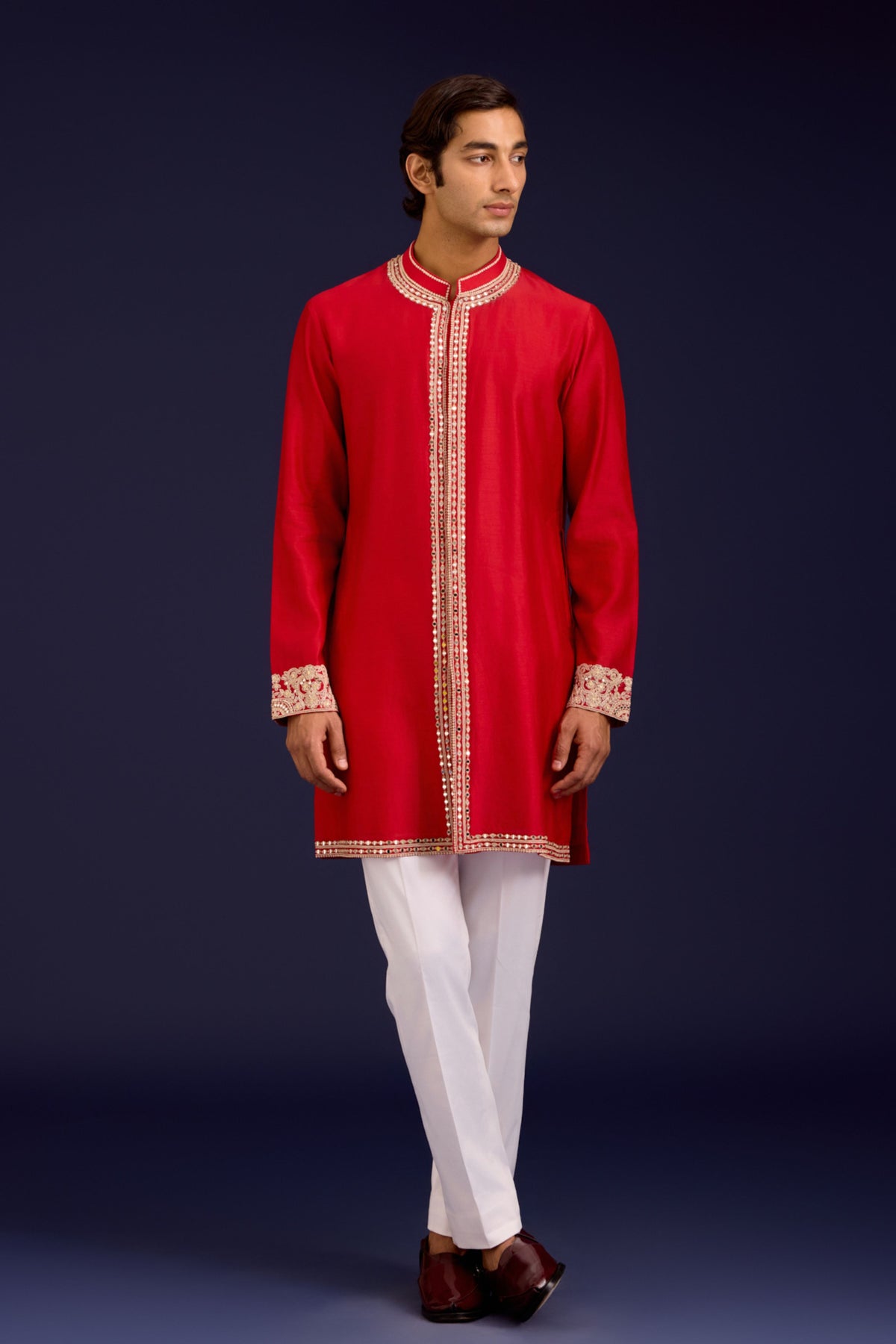Red Chanderi Cotton Kurta set
