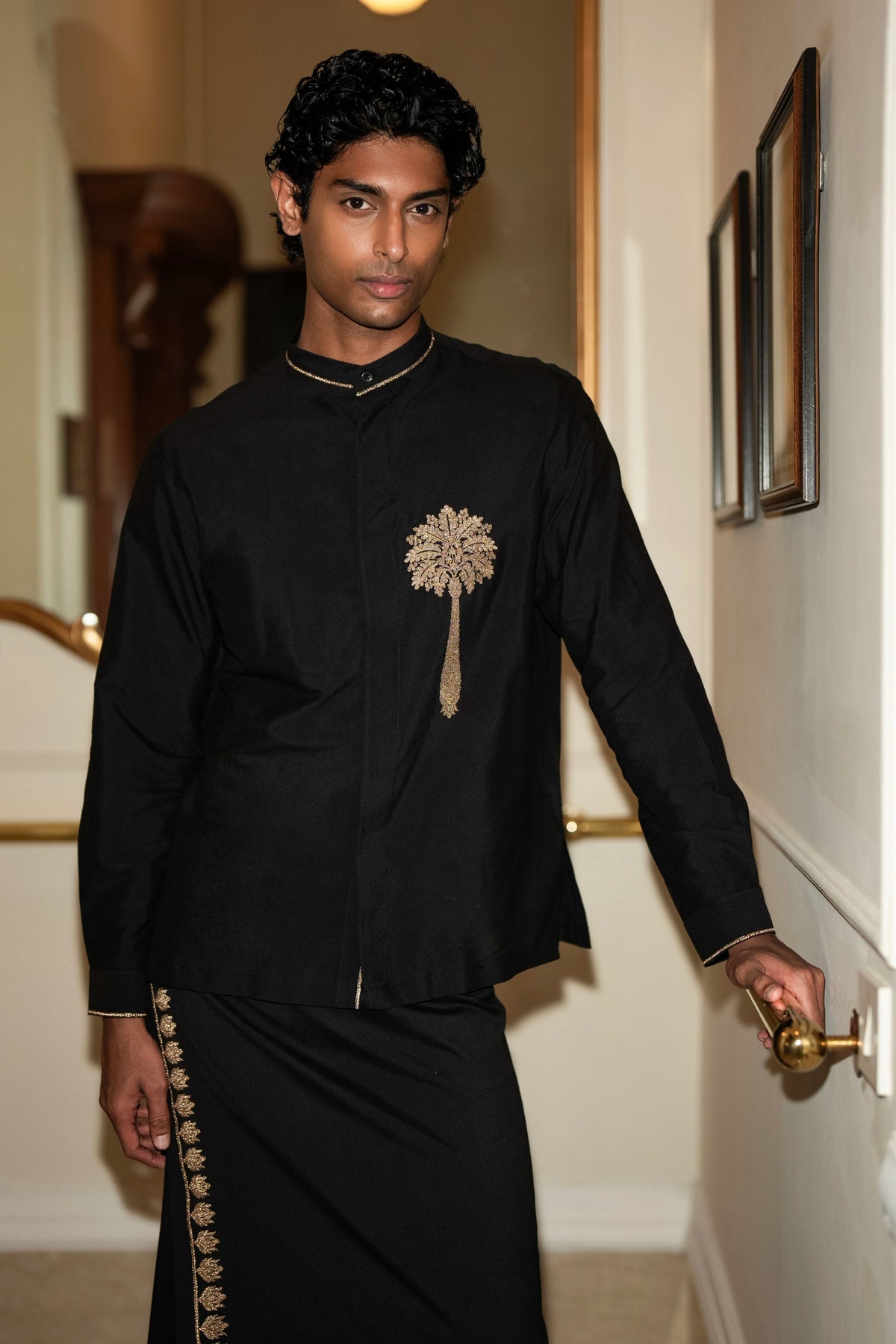 Embroidered Motif Shirt & Lungi
