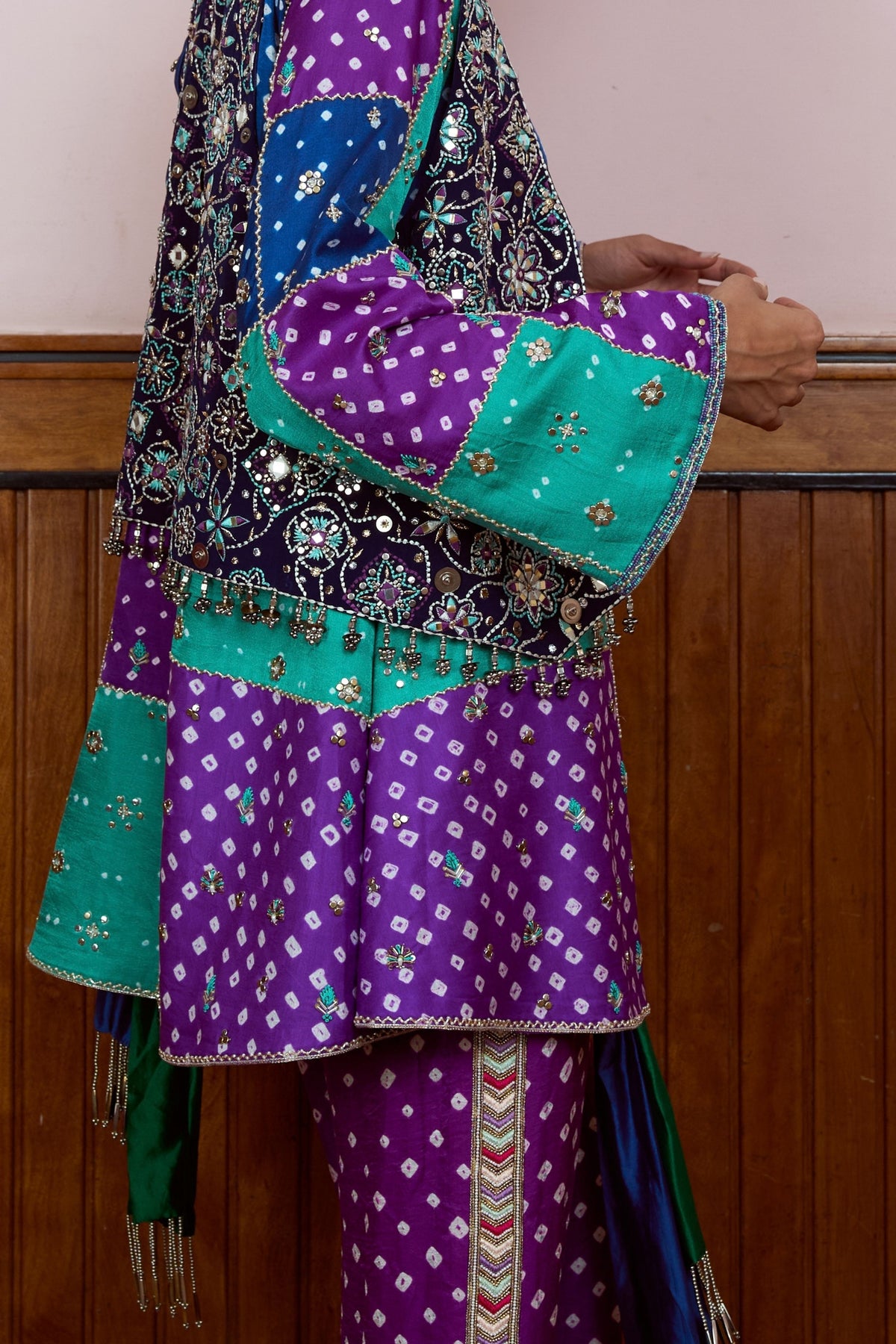Nazariya Patchwork Bandhani Kurta Set