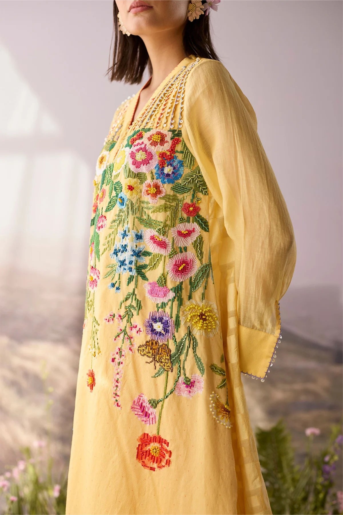 Sunray Floral Beaded Kurta