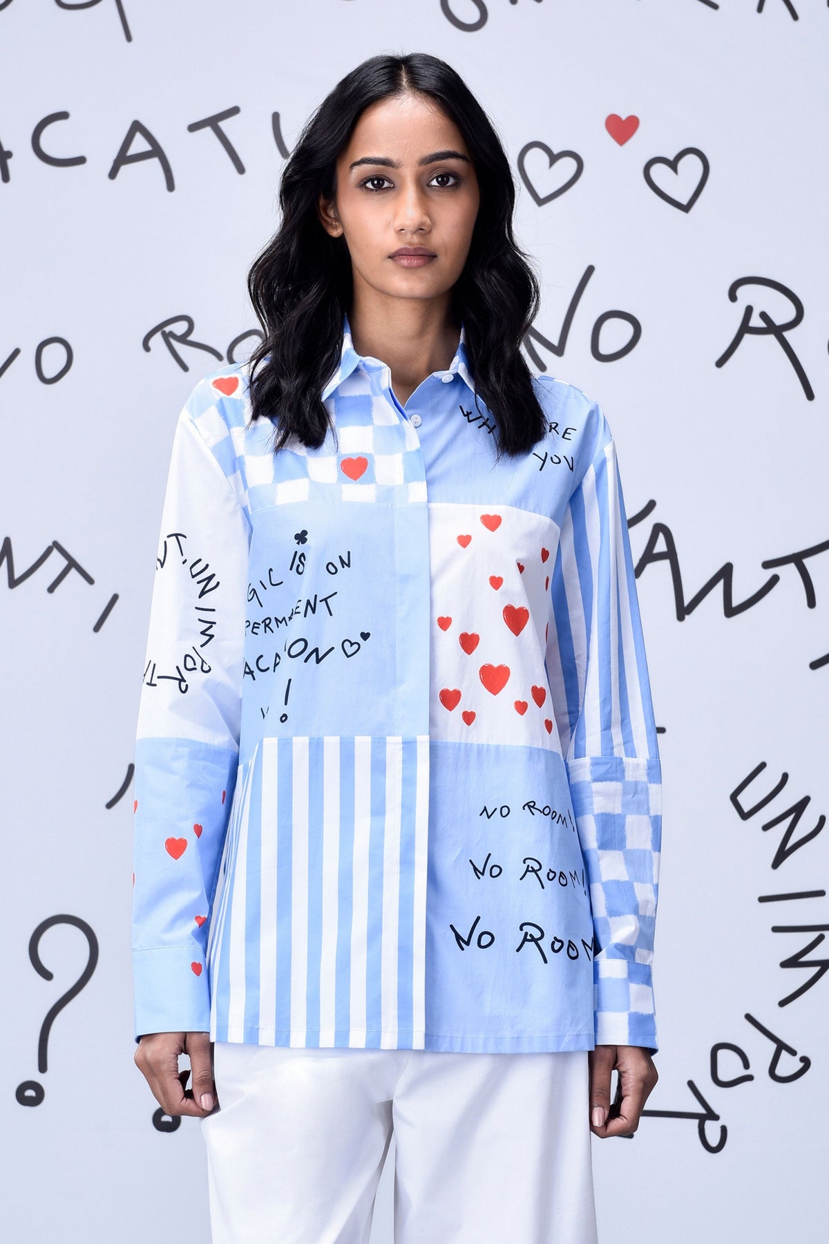 Women&#39;s Chess Board Shirt Light Blue