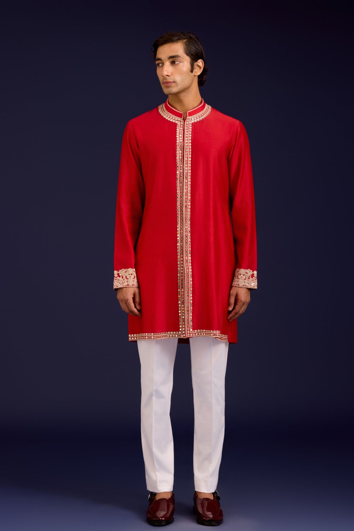 Red Chanderi Cotton Kurta set