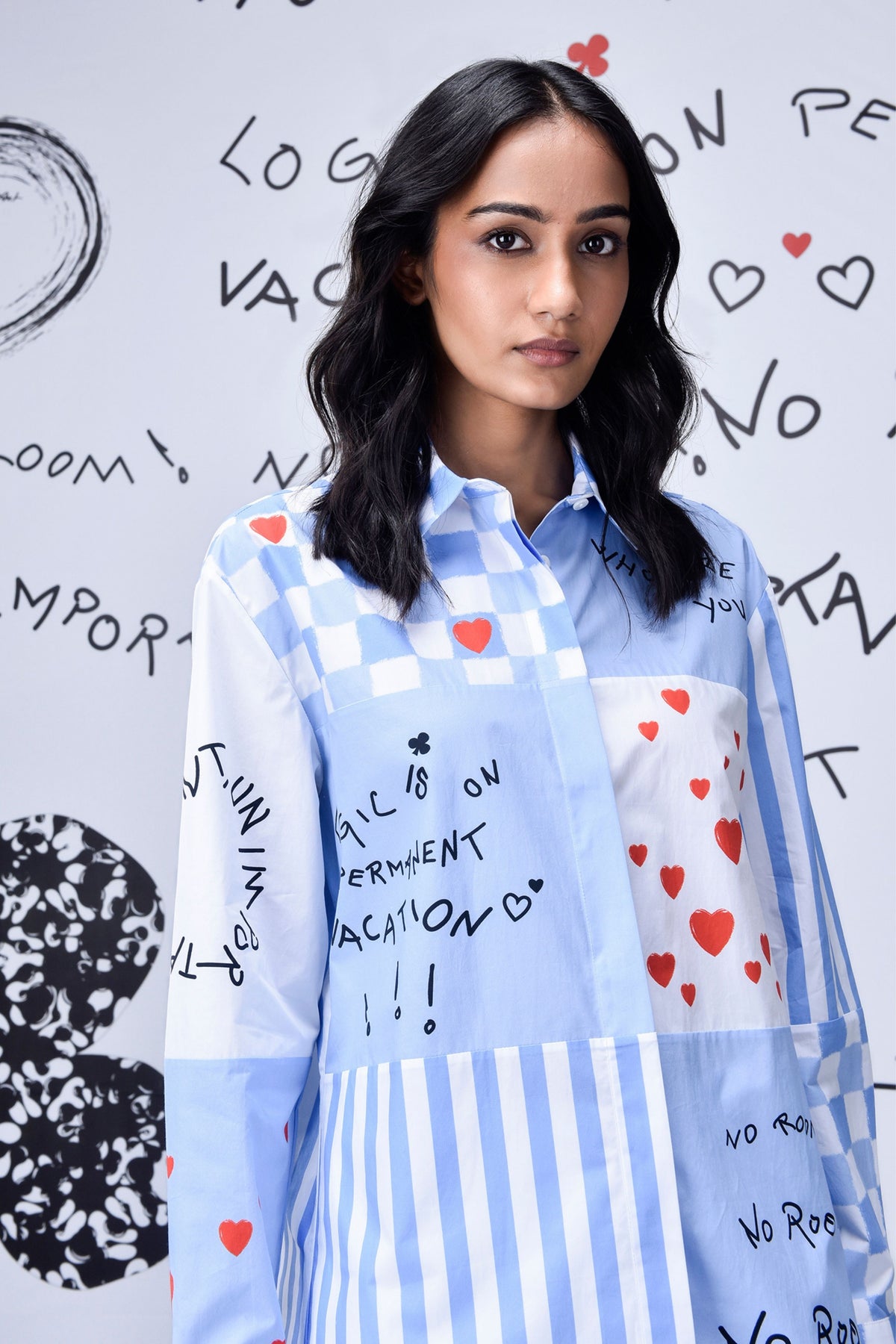 Women&#39;s Chess Board Shirt Light Blue