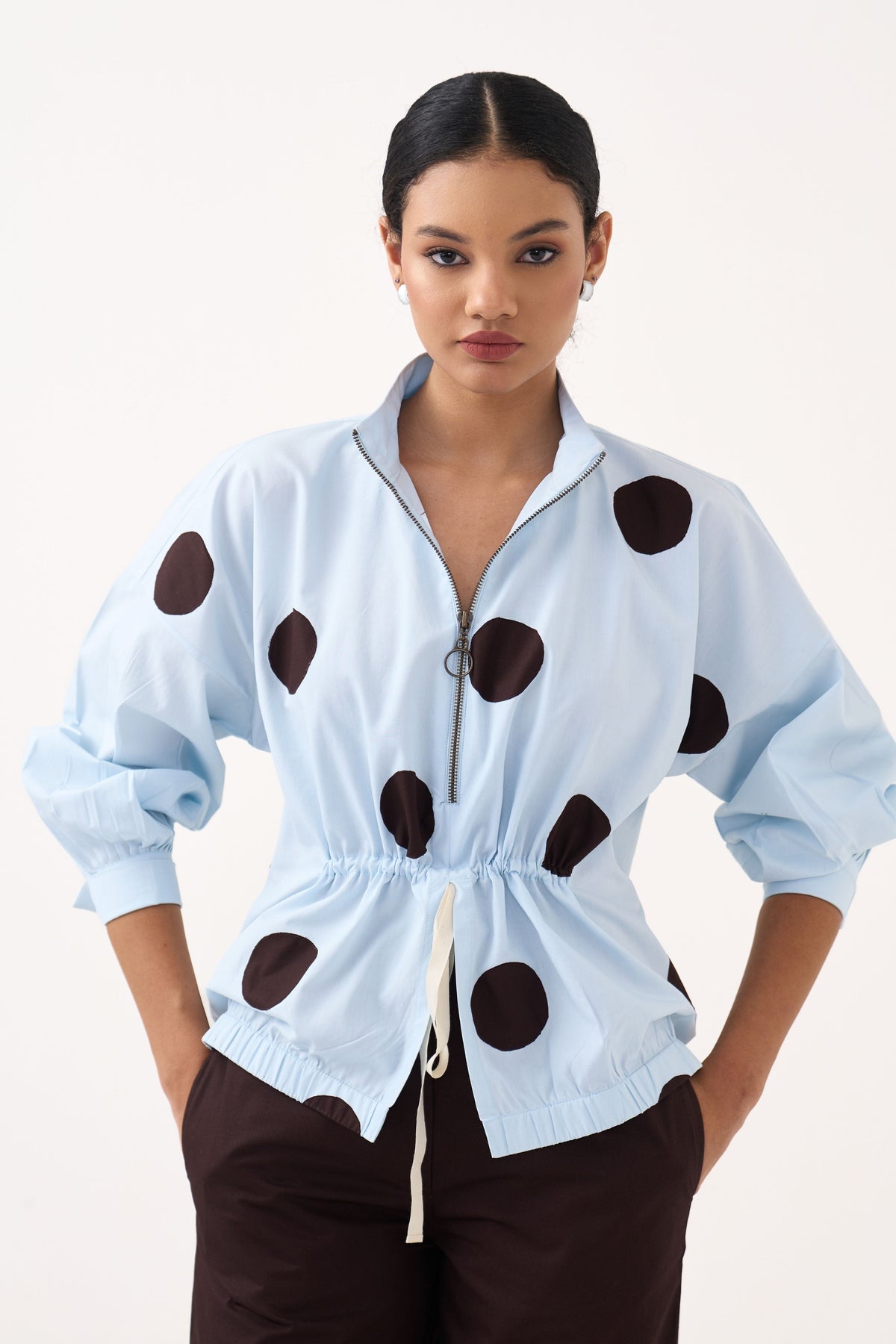 Drawstring Polka Top