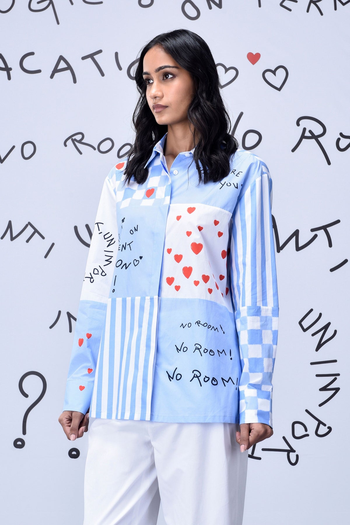 Women&#39;s Chess Board Shirt Light Blue