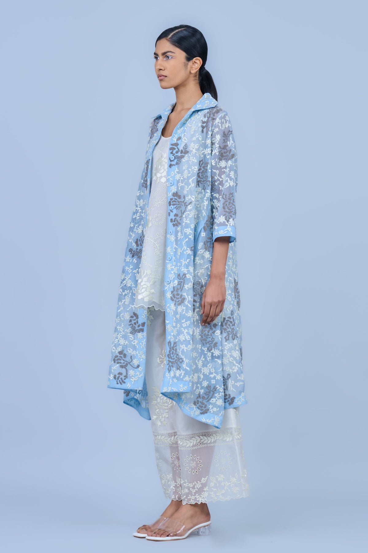 Ice Blue &amp; Silver Organza Jacket