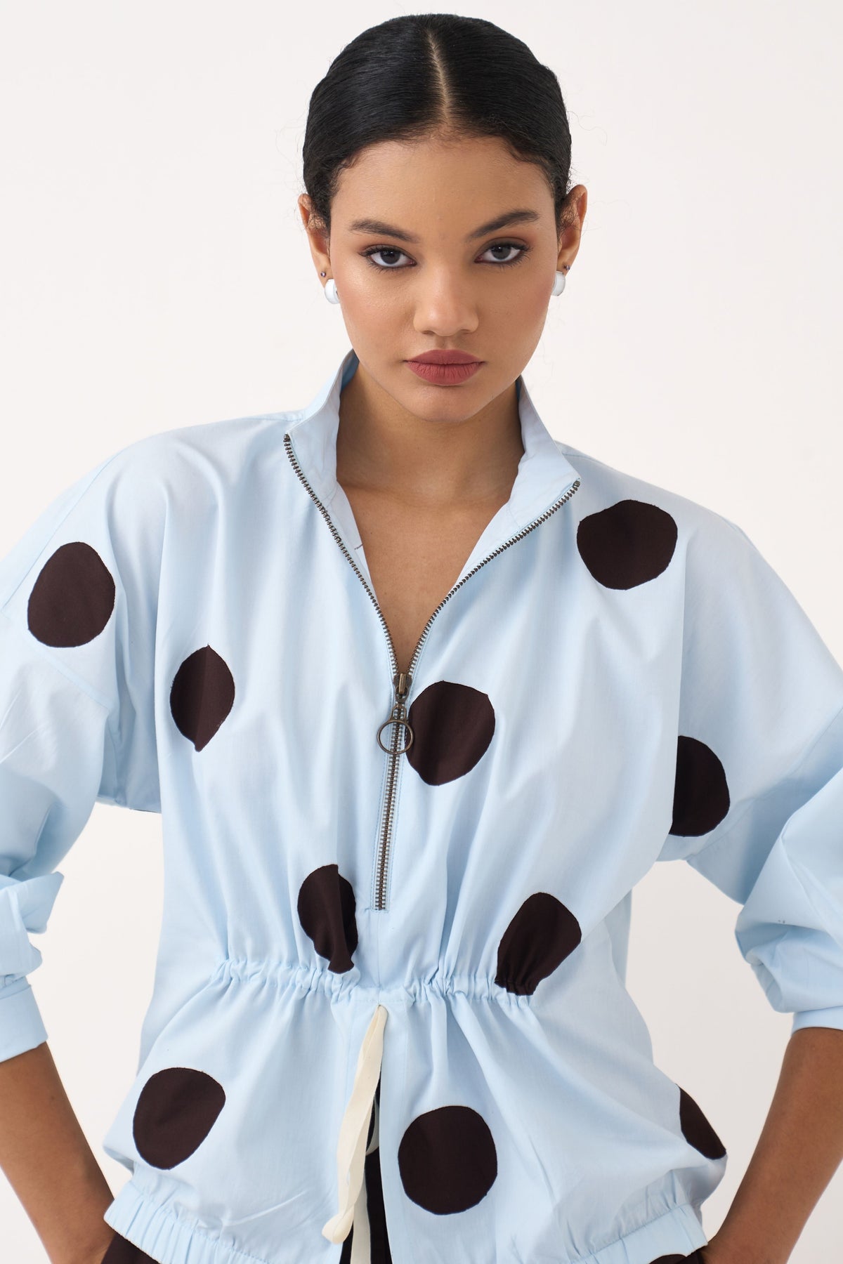 Drawstring Polka Top