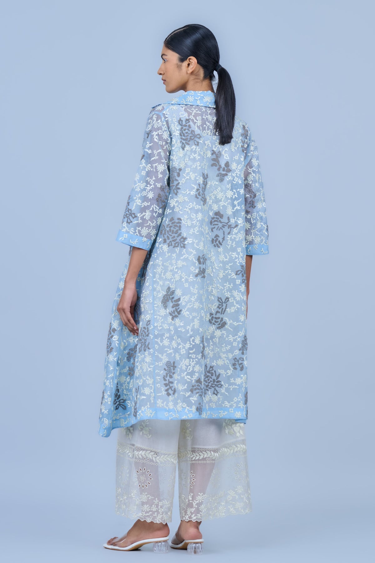 Ice Blue &amp; Silver Organza Jacket