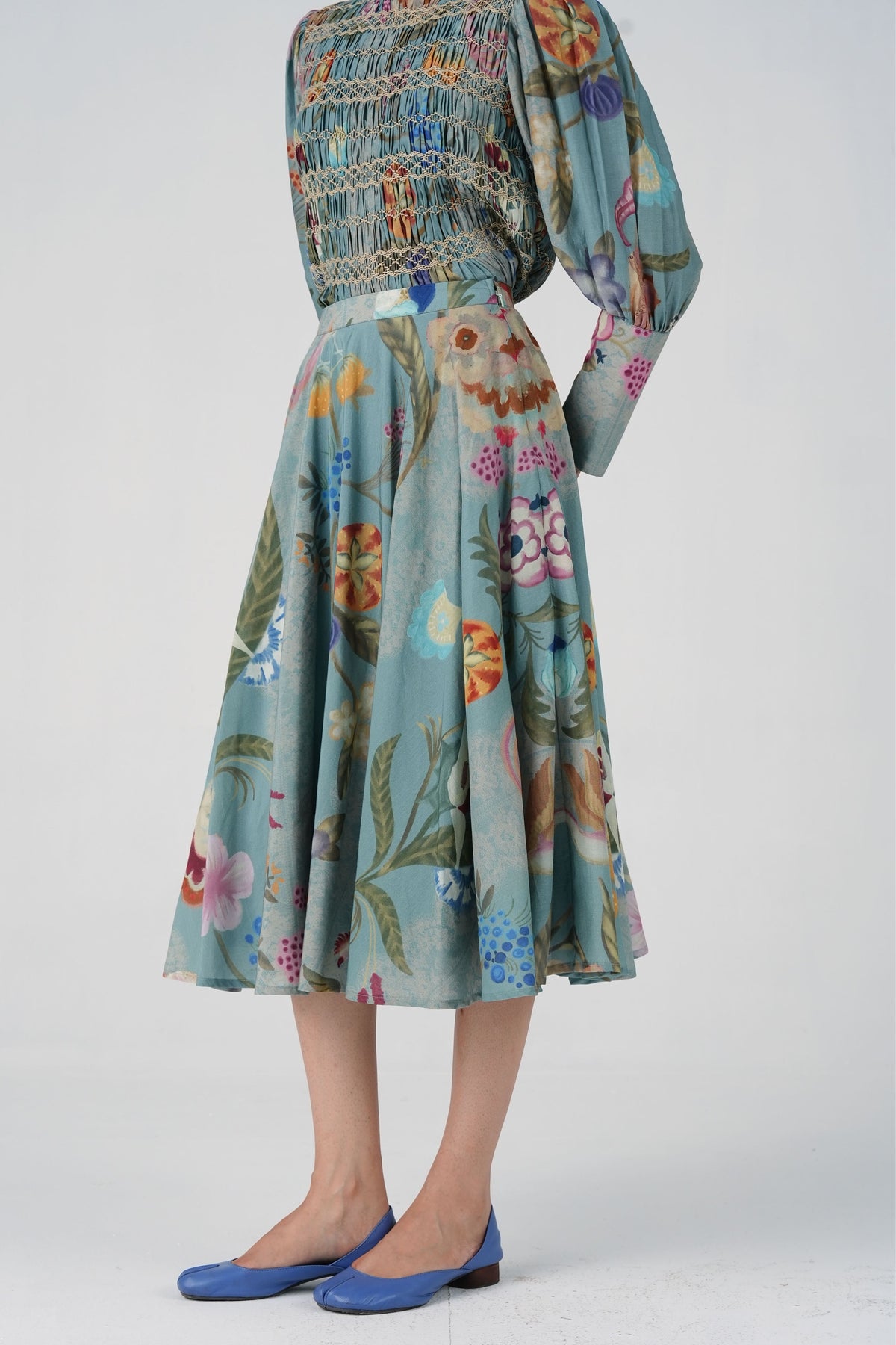 Bias Floral Skirt