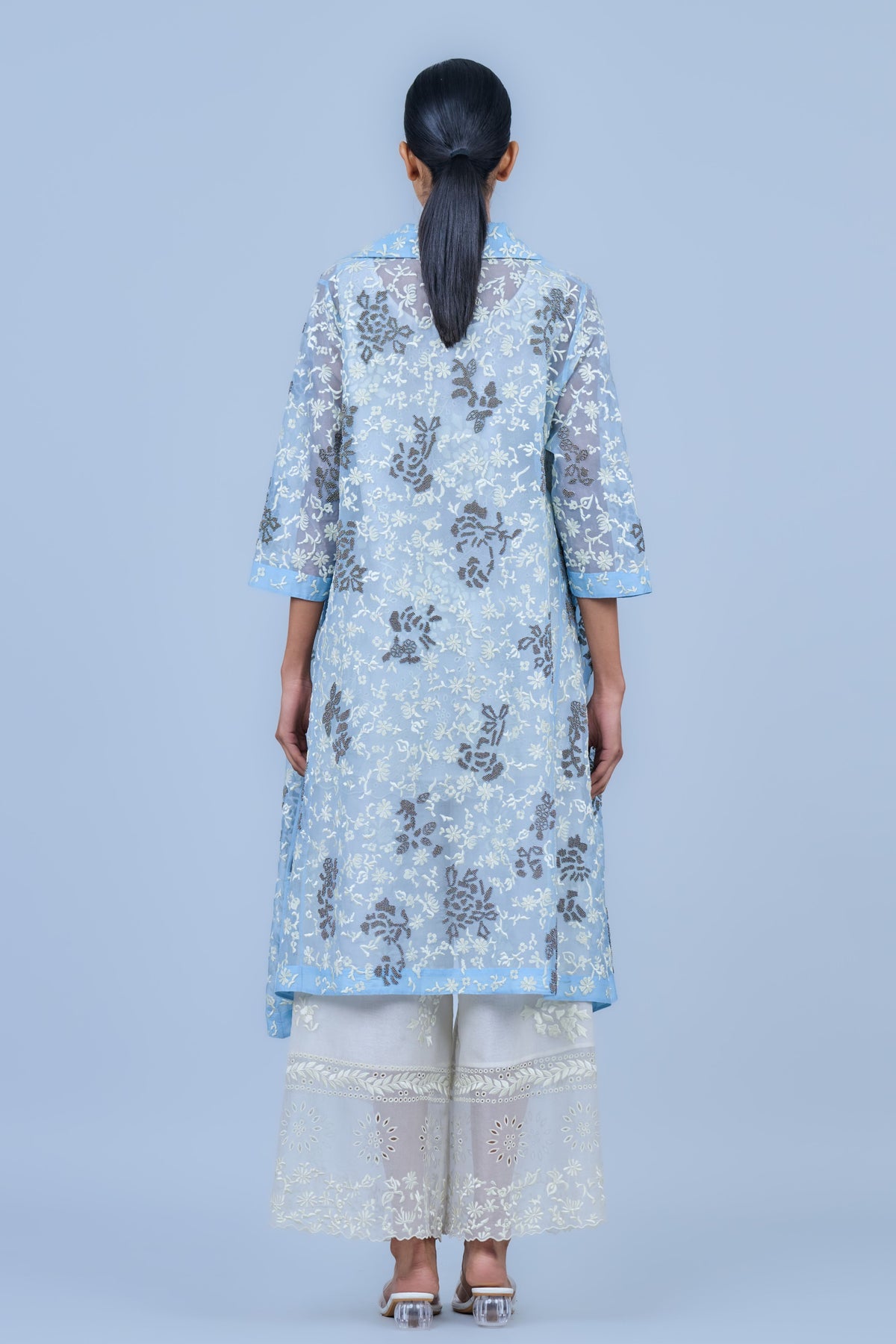 Ice Blue &amp; Silver Organza Jacket