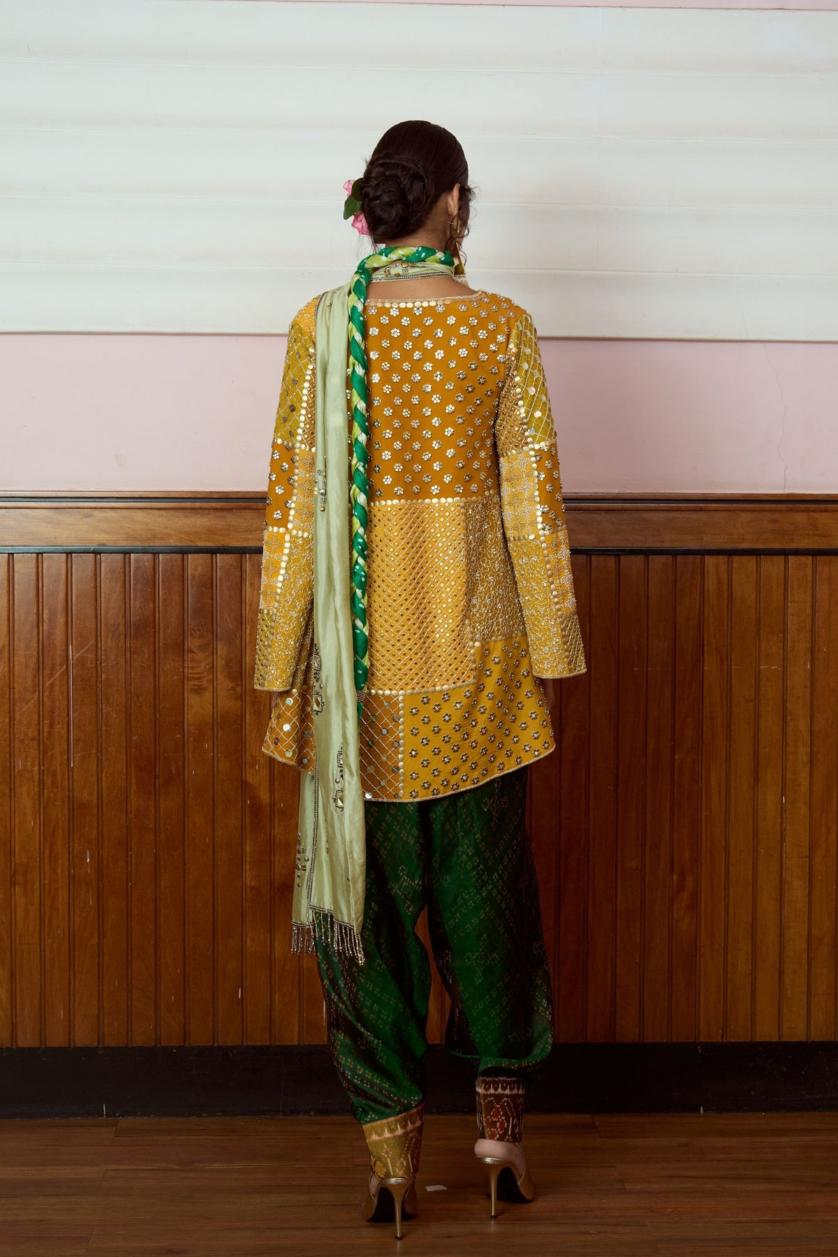 Zeenat Mustard Green Kurta Set