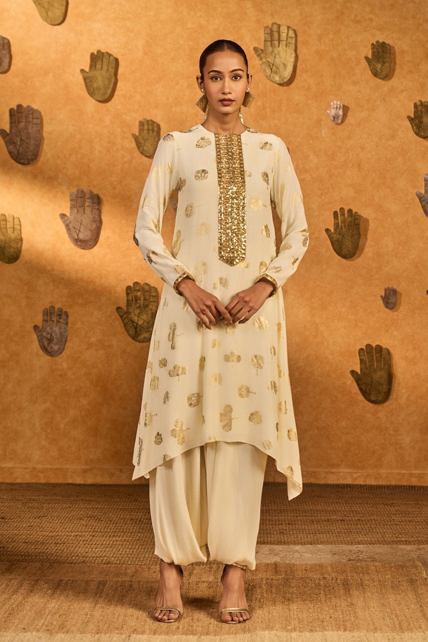 Ivory Windrose Kurta Set - Masaba - Elahe