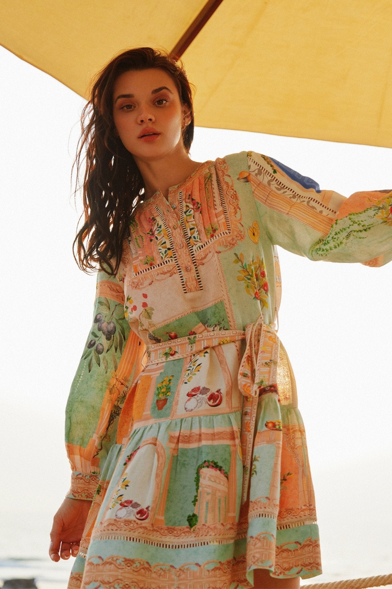 Ranna Gill Zaria Pleated Yoke Mini Dress Designer Summer Dress | Ranna Gill S Ranna Gill Zaria Pleated Yoke Mini Dress Designer Summer Dress | Ranna Gill S