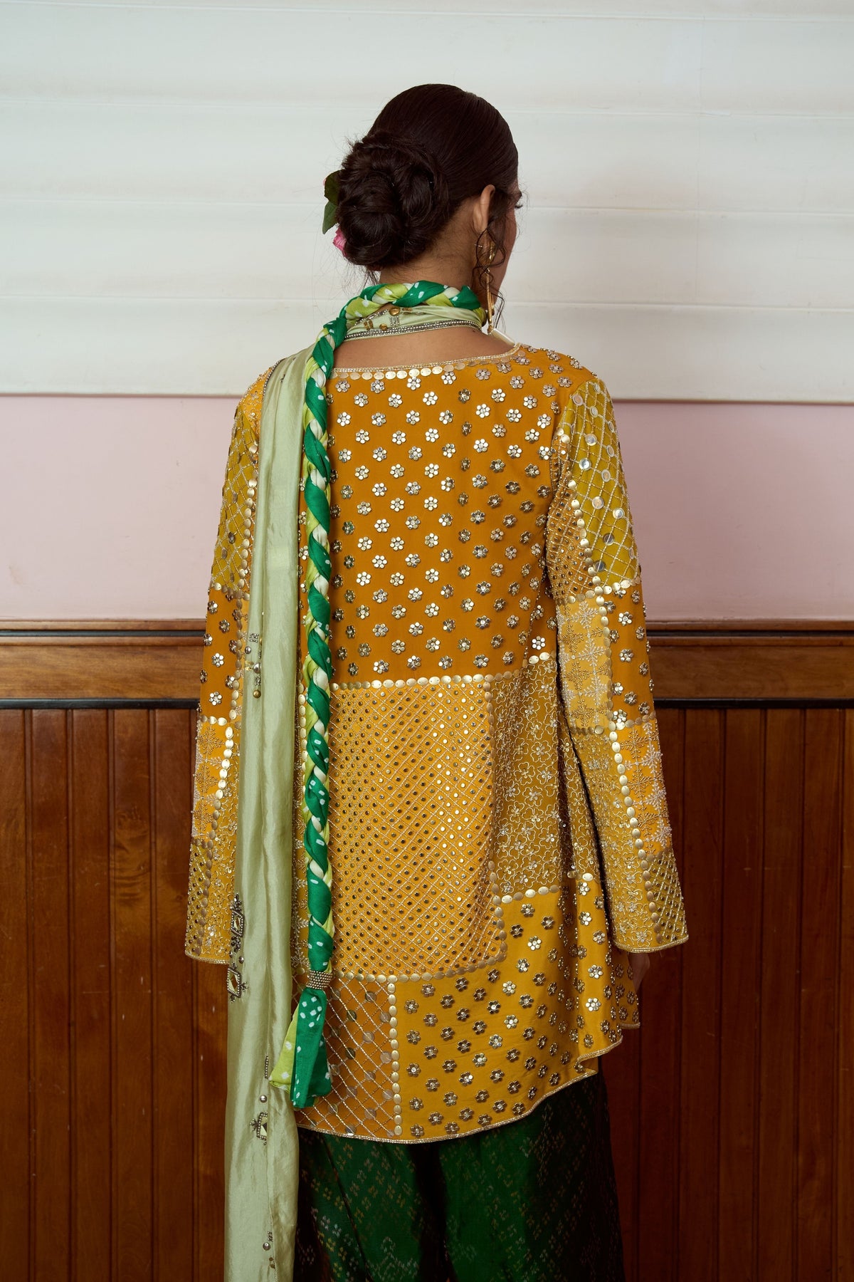 Zeenat Mustard Green Kurta Set