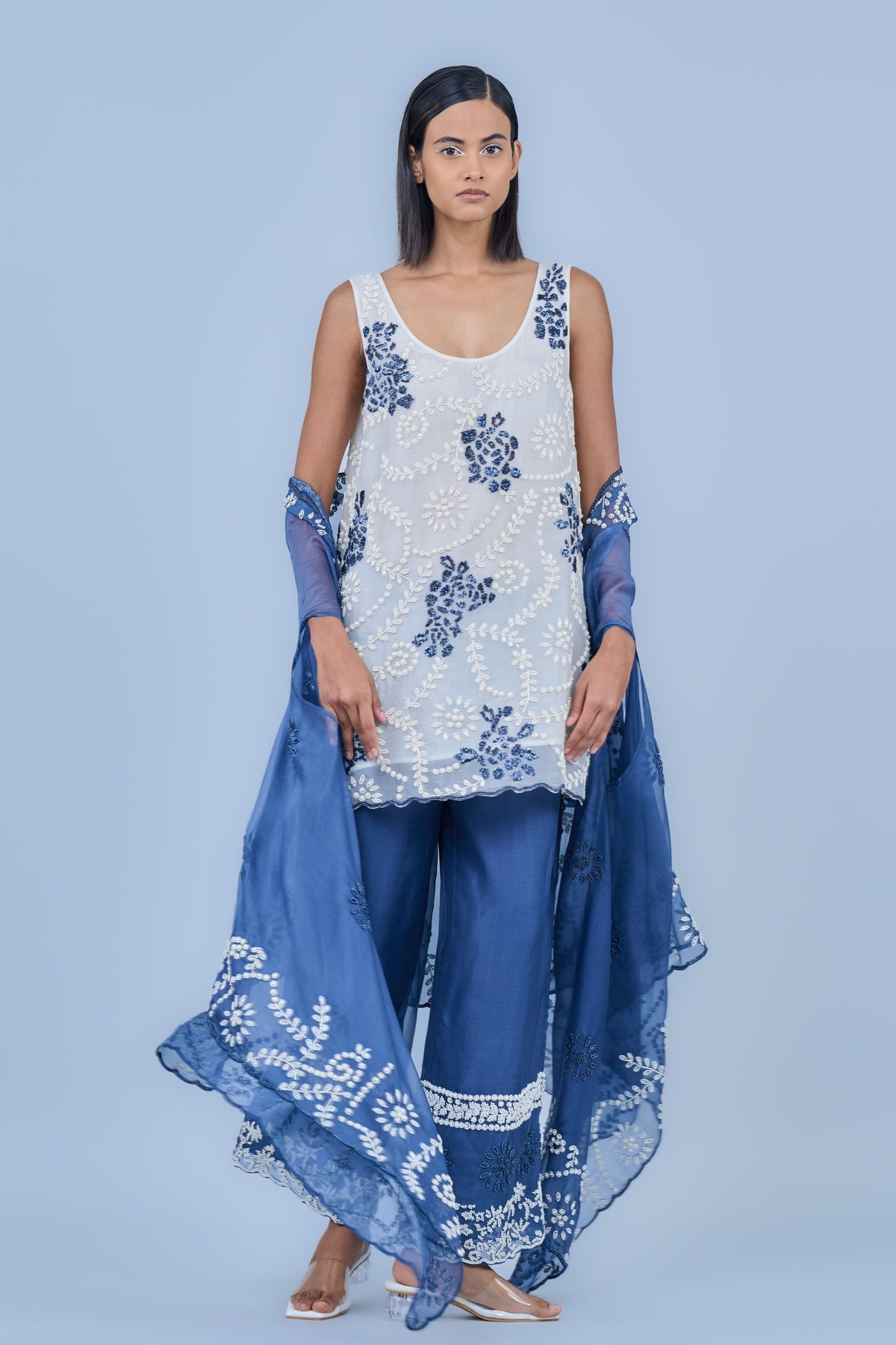 Space Blue Organza Cape