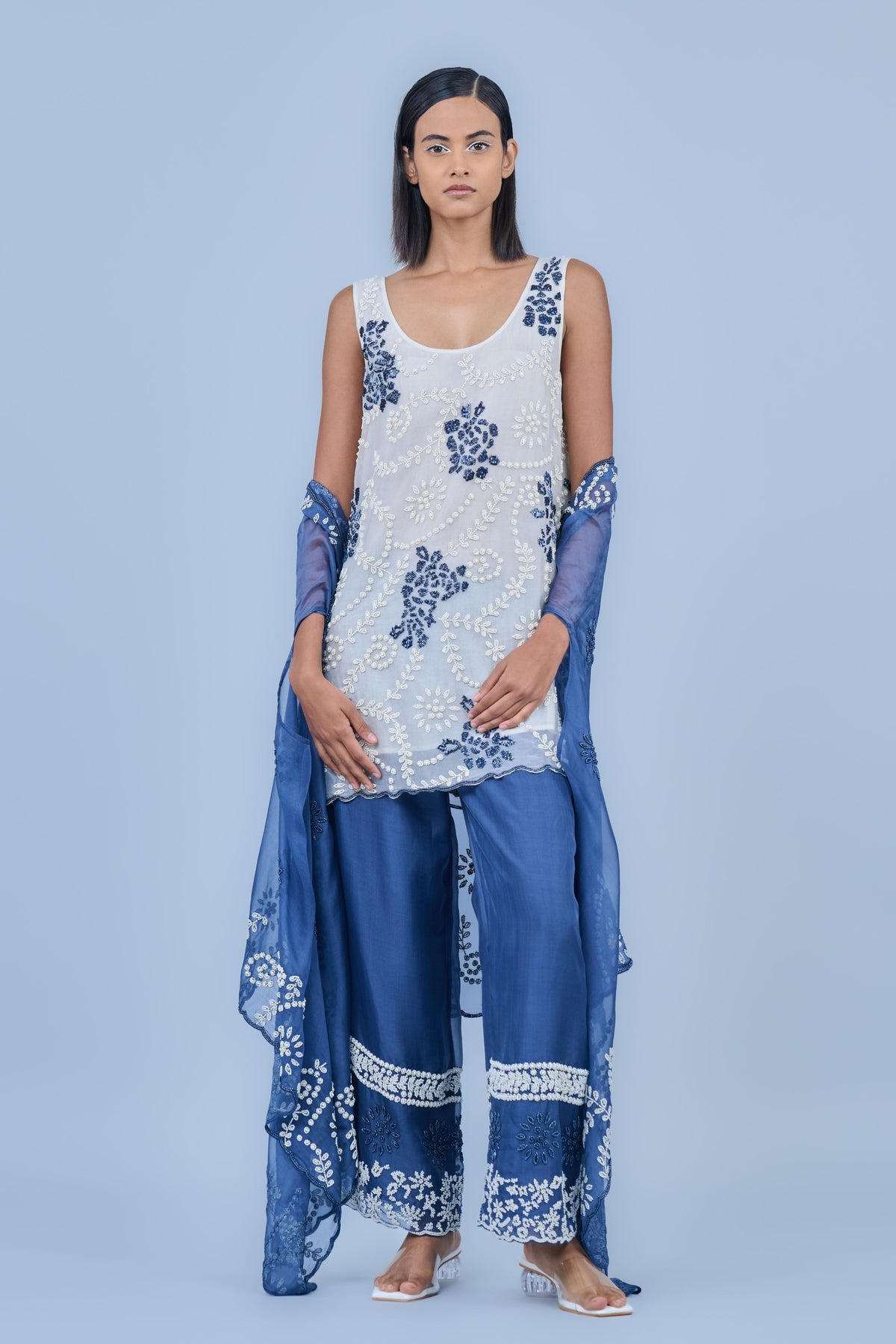 Space Blue Organza Cape