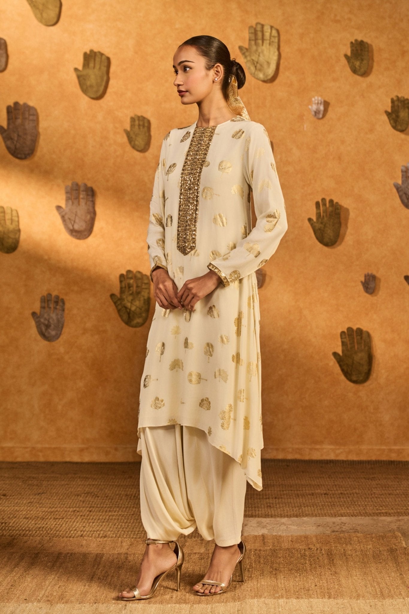 Ivory Windrose Kurta Set - Masaba - Elahe