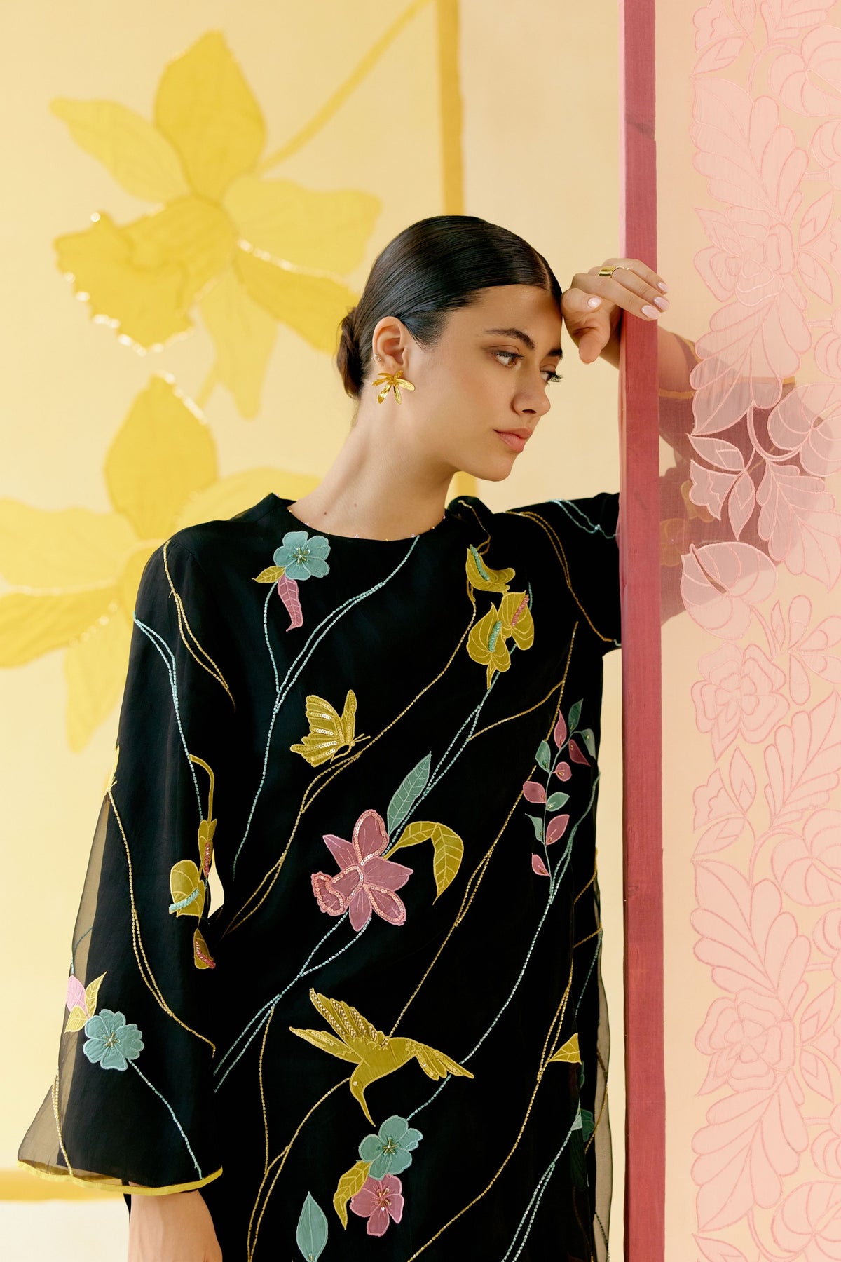 Bougainvillea Black Kurta Set